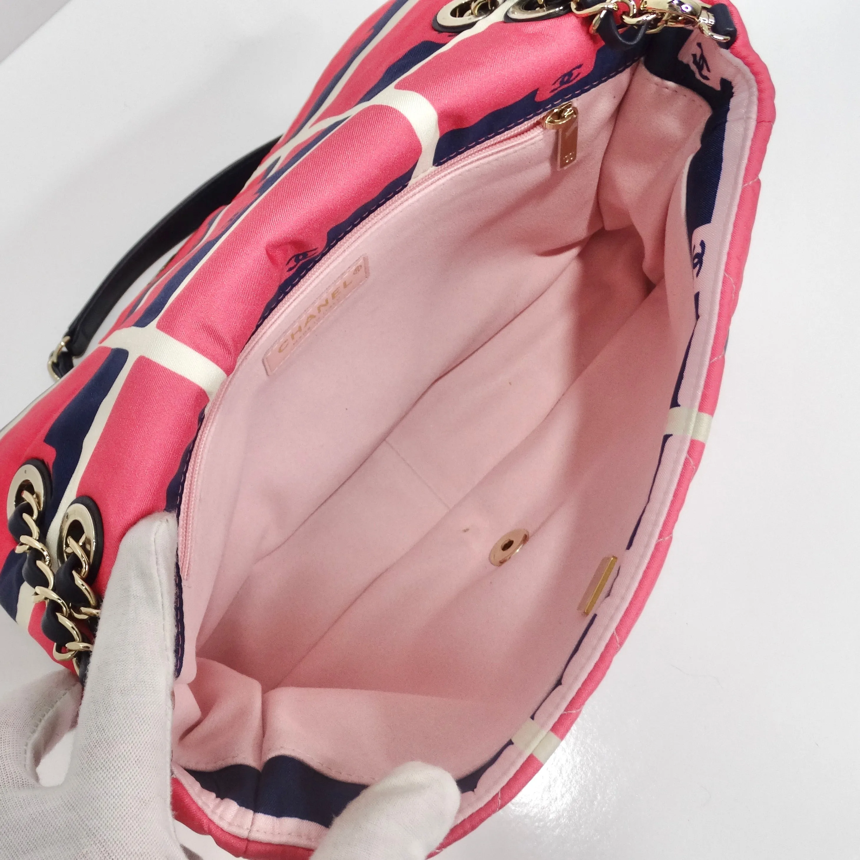 Chanel 2021 Jumbo Print Graphic Pink Black Quilted Flap Shoulder Bag
