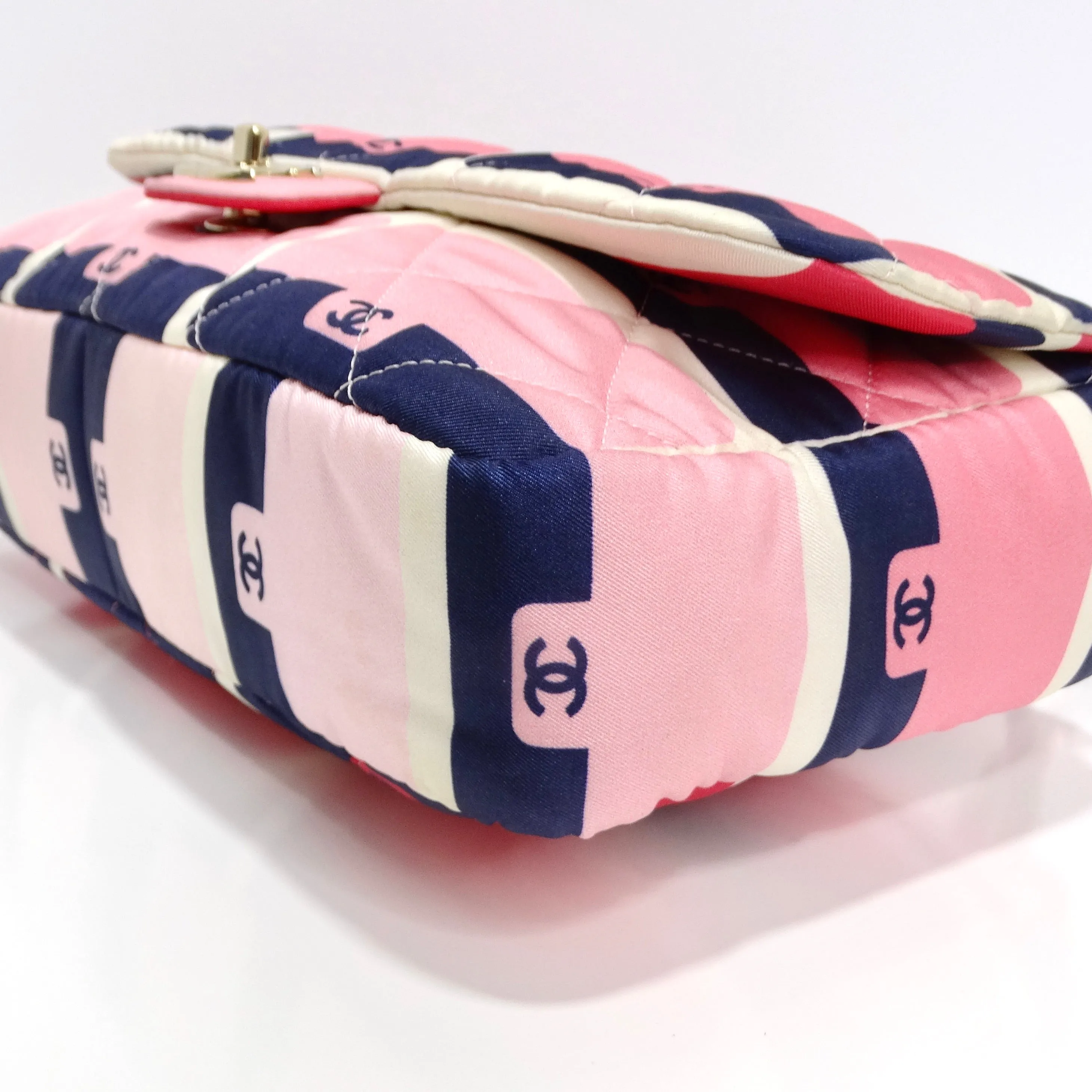 Chanel 2021 Jumbo Print Graphic Pink Black Quilted Flap Shoulder Bag