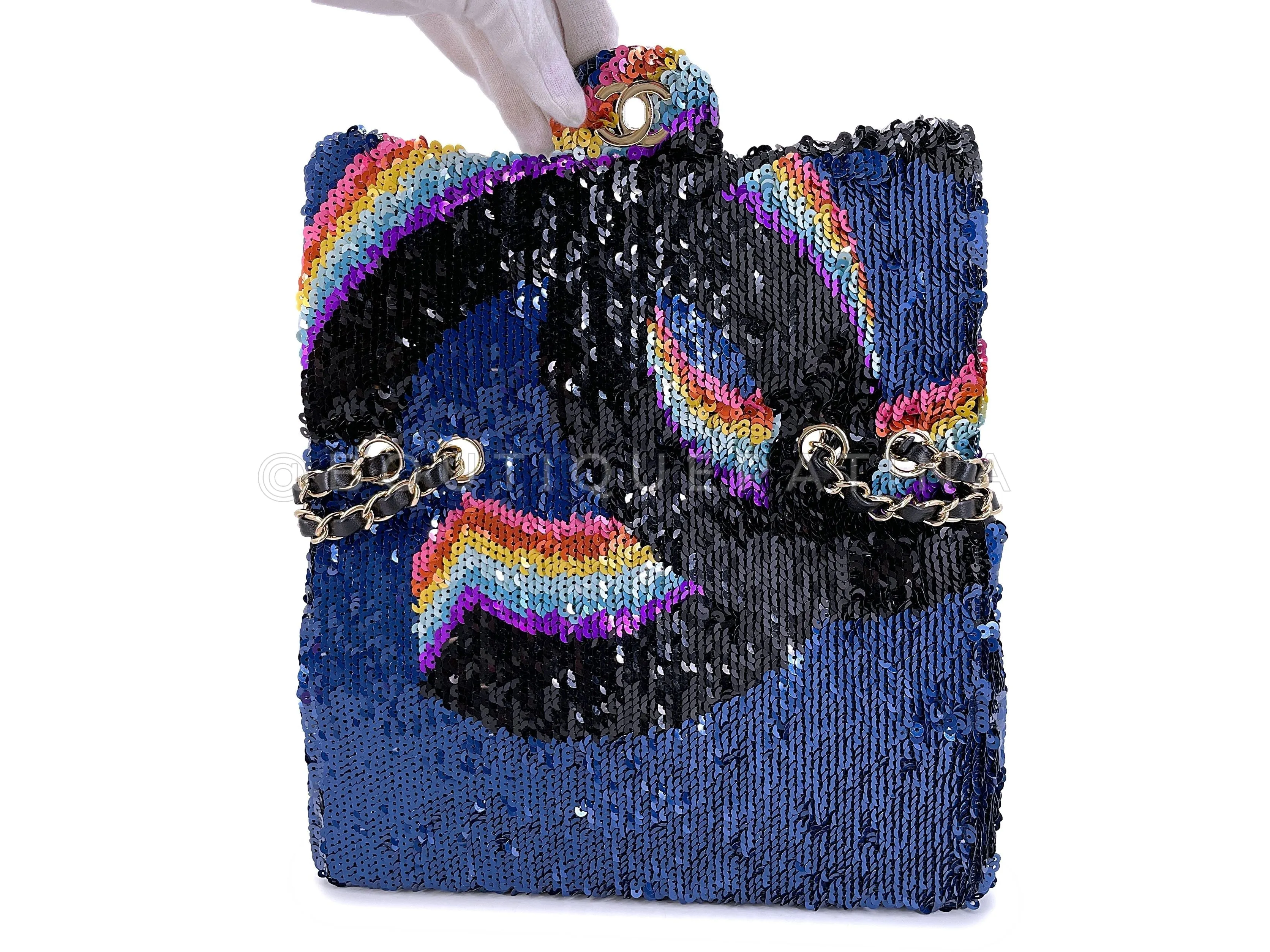 Chanel 21K Rainbow Sequin Medium Flap Bag