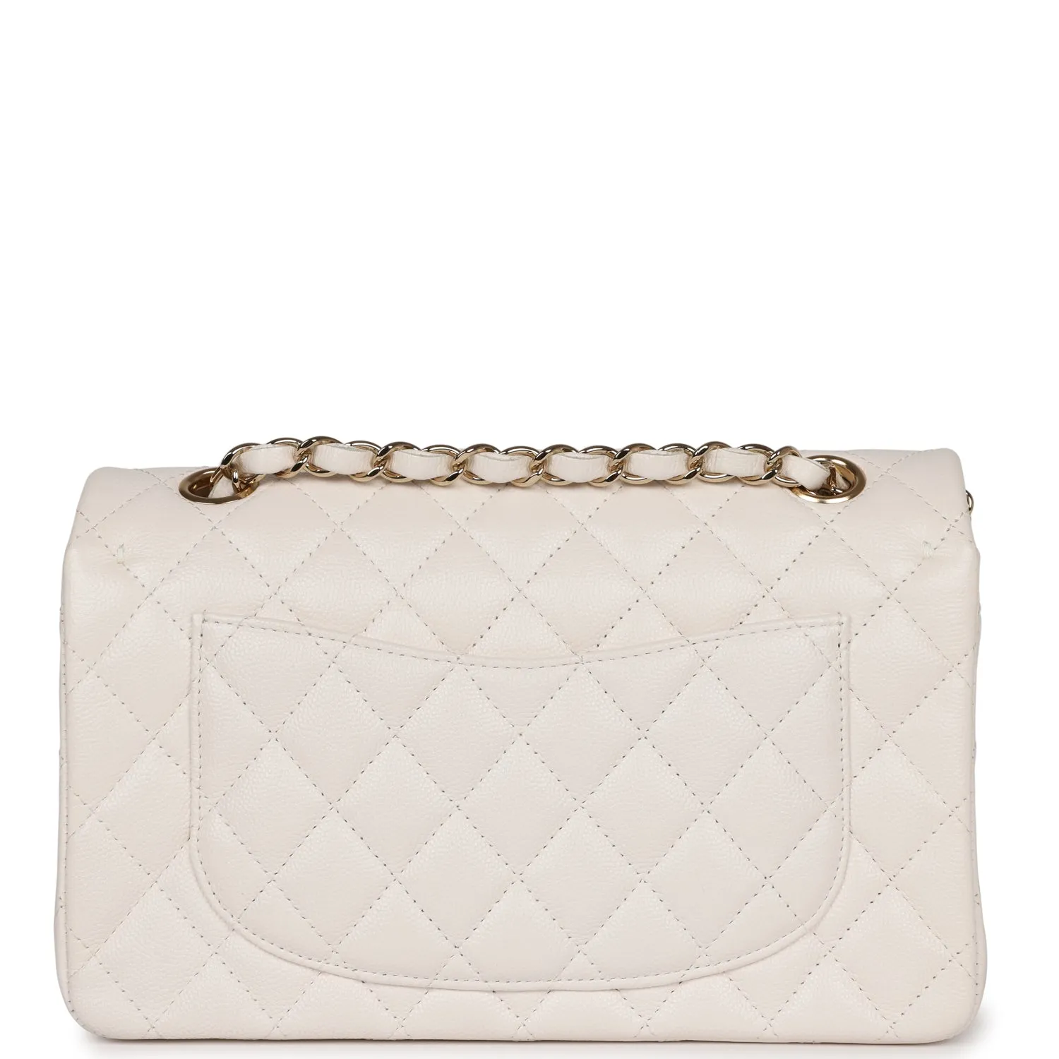 Chanel Small Classic Double Flap White Caviar  Light Gold Hardware