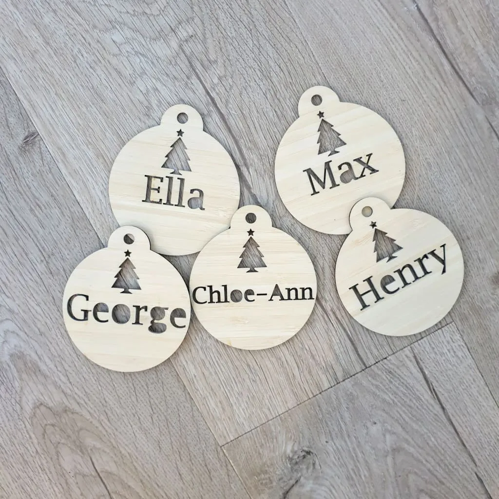 Christmas Baubles Personalised Natural