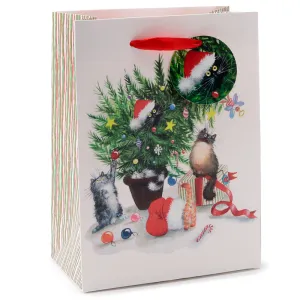 Christmas Gift Bag (Medium) - Kim Haskins Christmas Cats XGBAG109B