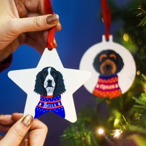 Christmas Jumper Dog Hanging Decoration Personalised