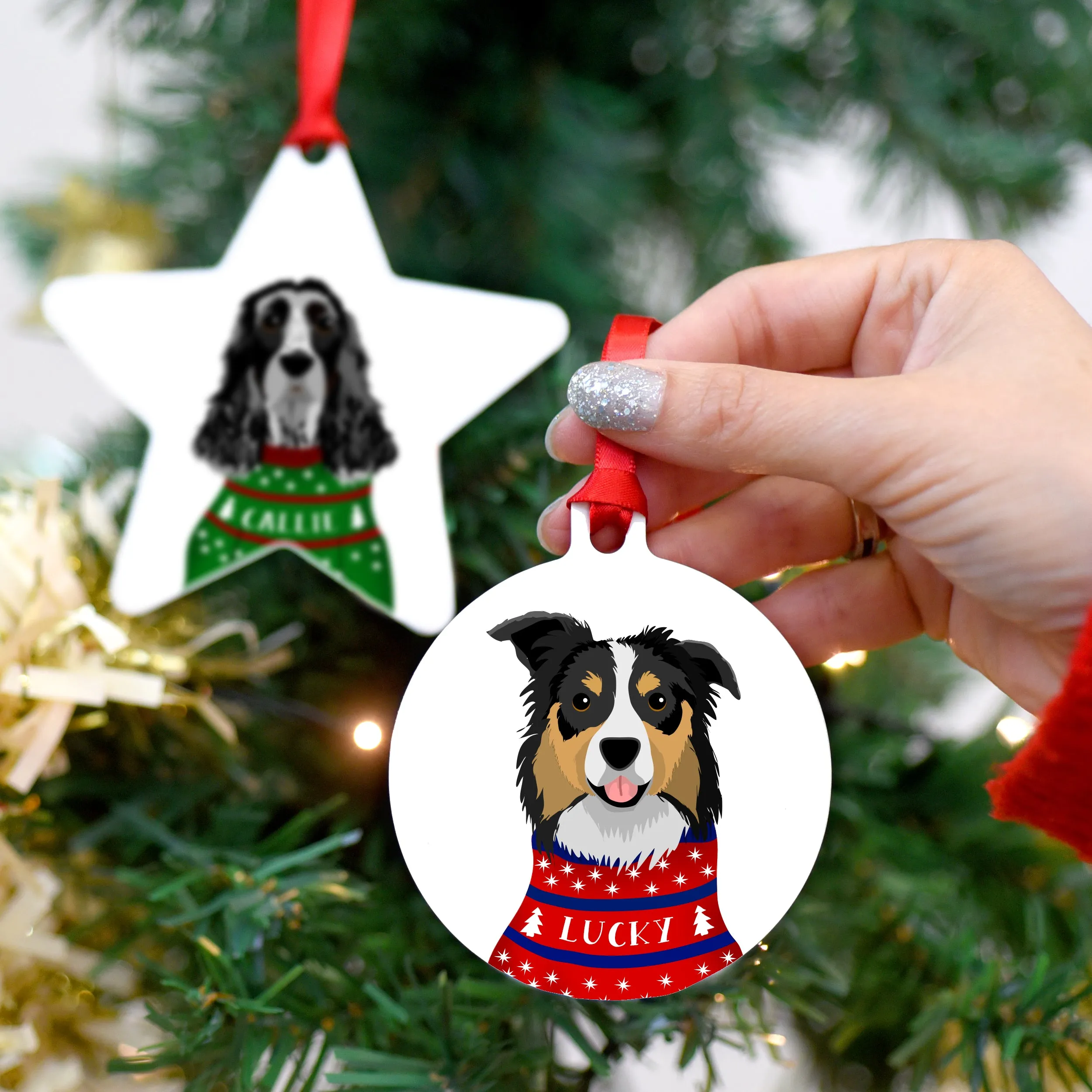 Christmas Jumper Dog Hanging Decoration Personalised