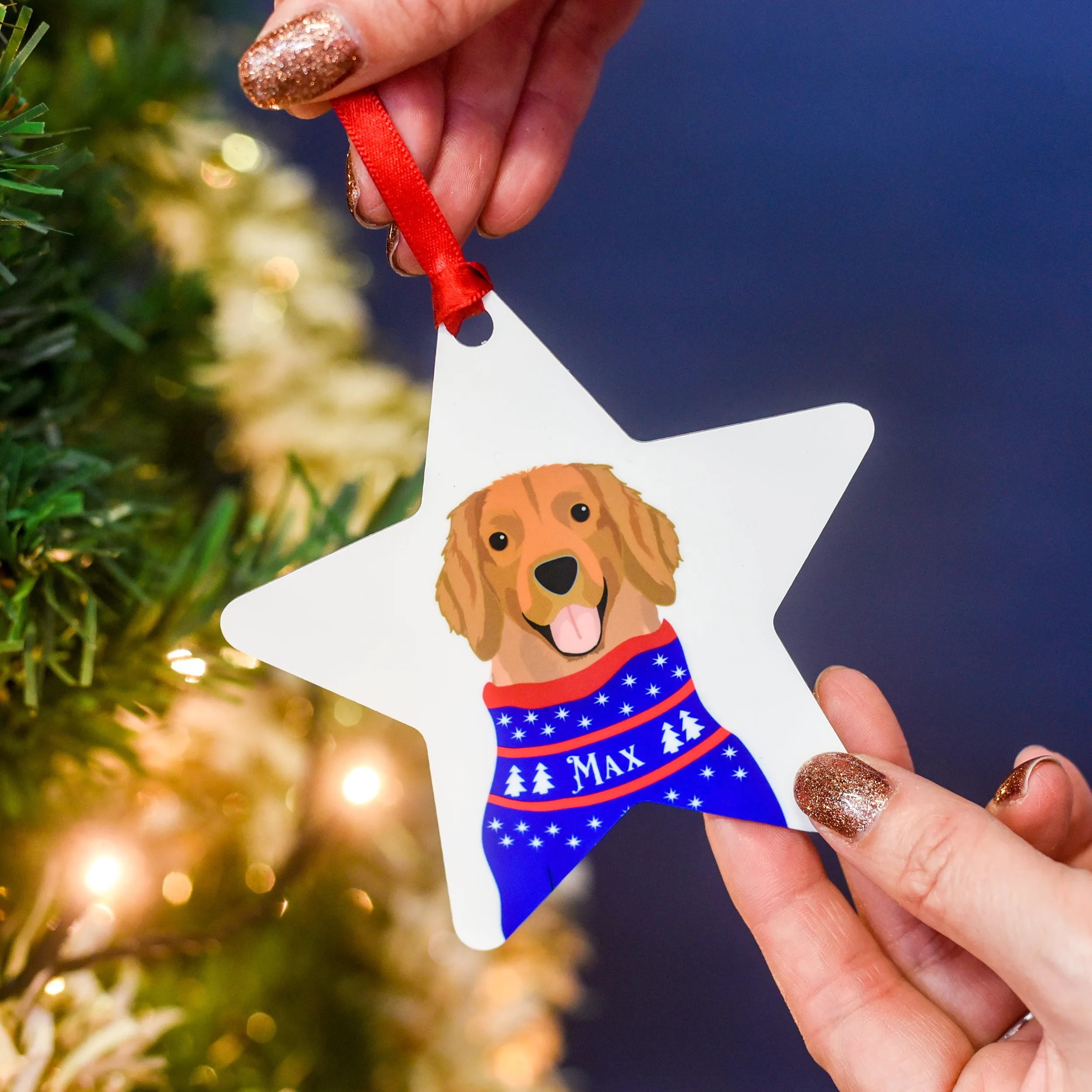 Christmas Jumper Dog Hanging Decoration Personalised