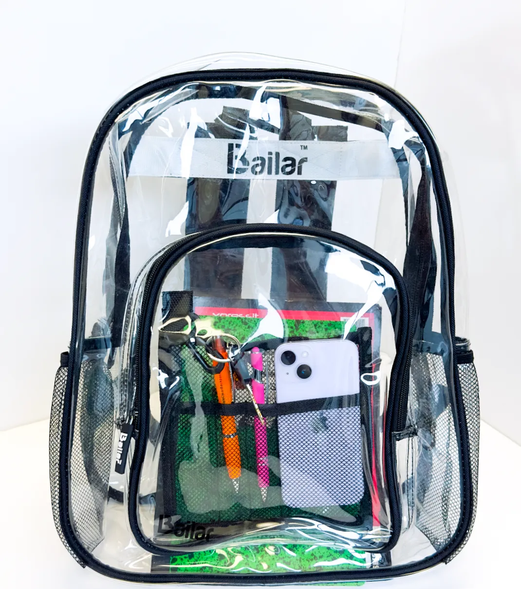 Clear Backpack 1 Black 1 Green
