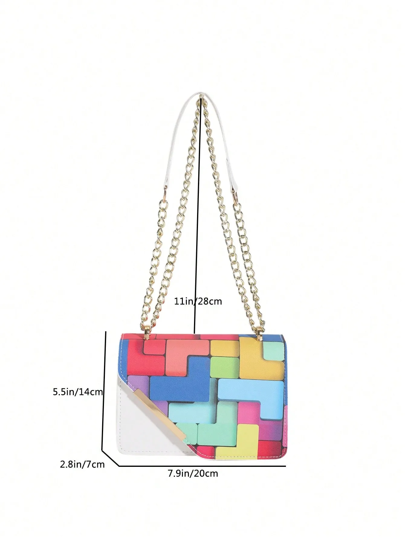 Colorful Chain Strap Flap Crossbody Bag