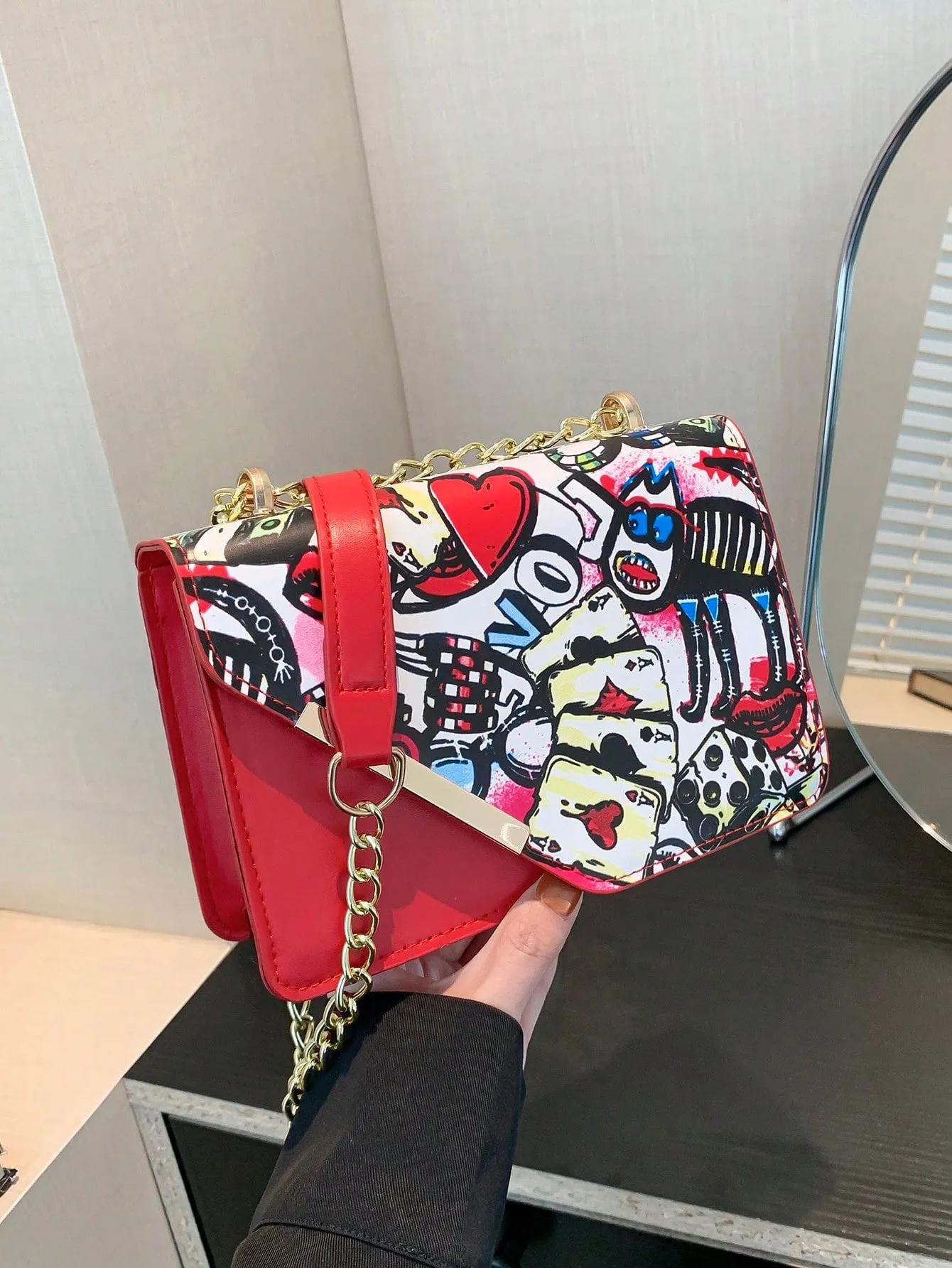 Colorful Chain Strap Flap Crossbody Bag