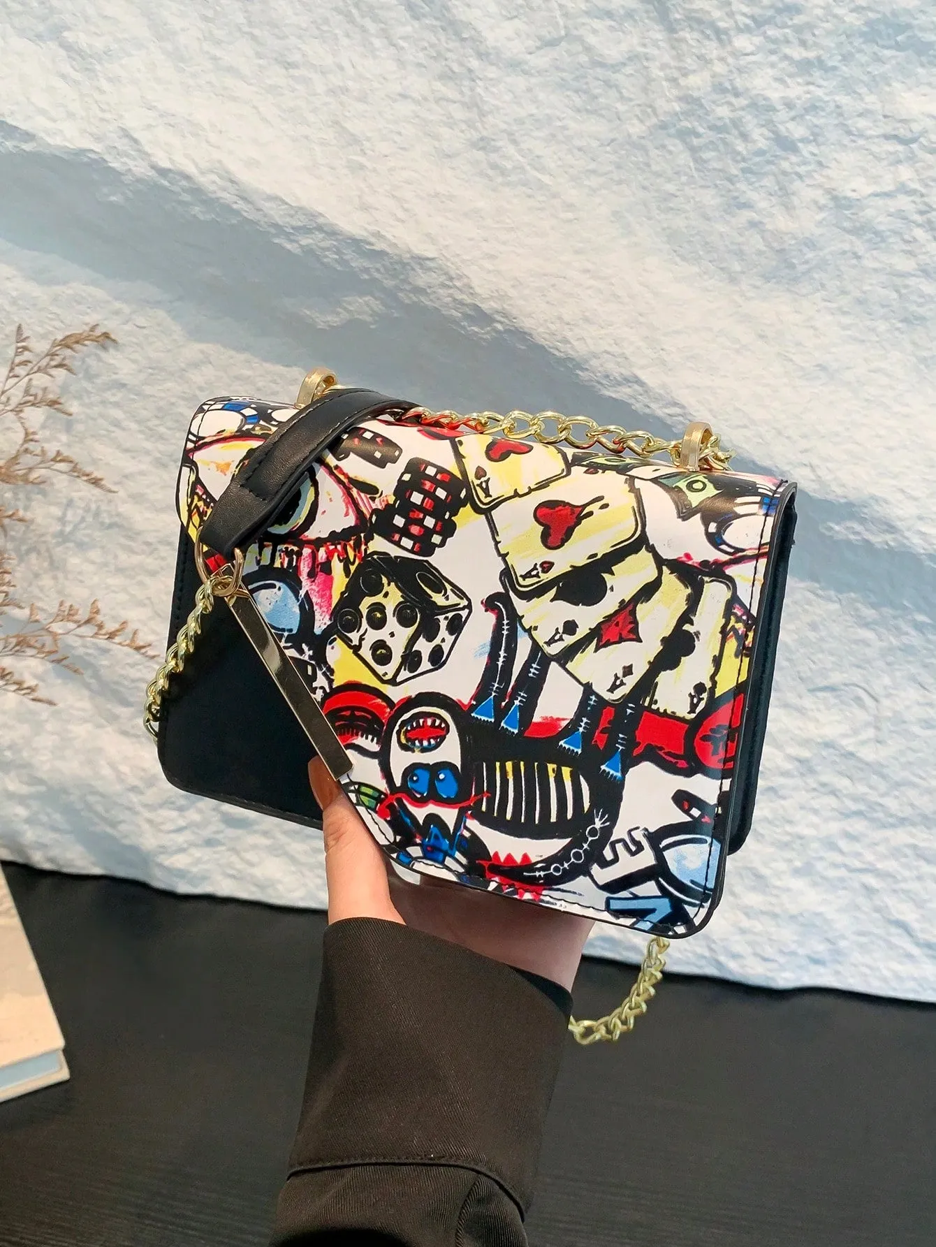 Colorful Chain Strap Flap Crossbody Bag
