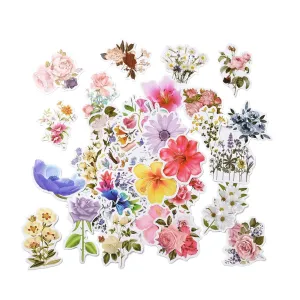 Craspire 50Pcs Cartoon Flower Paper Sticker Label Set, Adhesive Label Stickers, for Suitcase & Skateboard & Refigerator Decor, Mixed Color, 40~80x24~78x0.3mm, 5bags/set