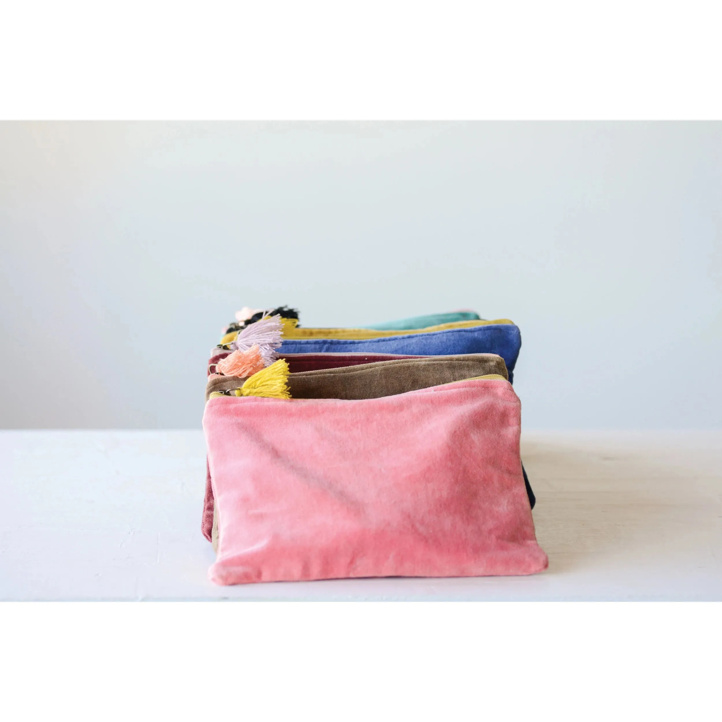 Creative Co-op - Velvet Zip Pouch With Tassel