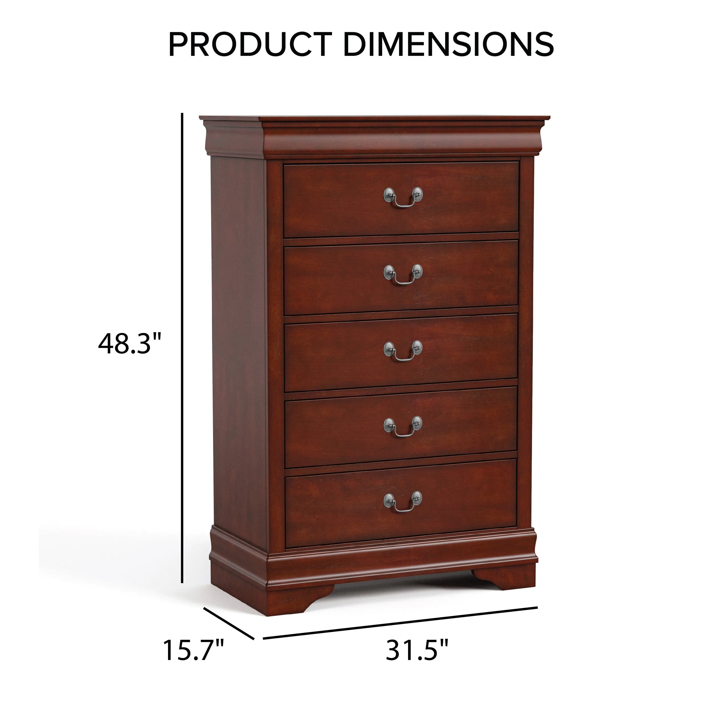 Devi Traditional Solid Wood 5-drawer Chest