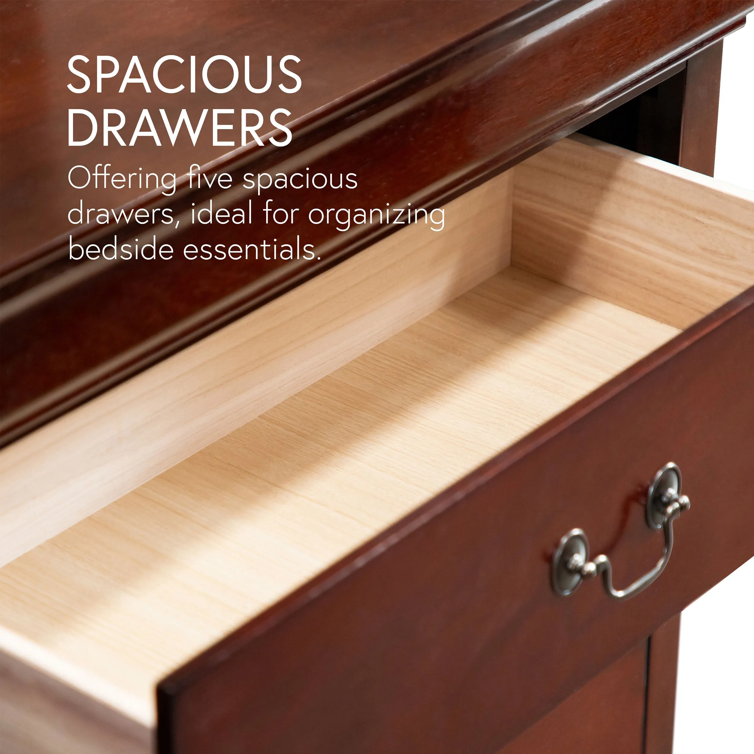 Devi Traditional Solid Wood 5-drawer Chest