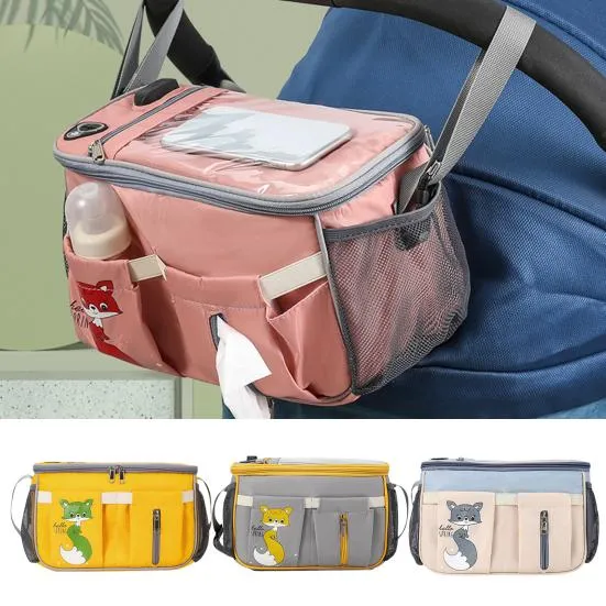 Diaper Bag   Stroller Organizer - Premium quality - Charging cable included - Pink