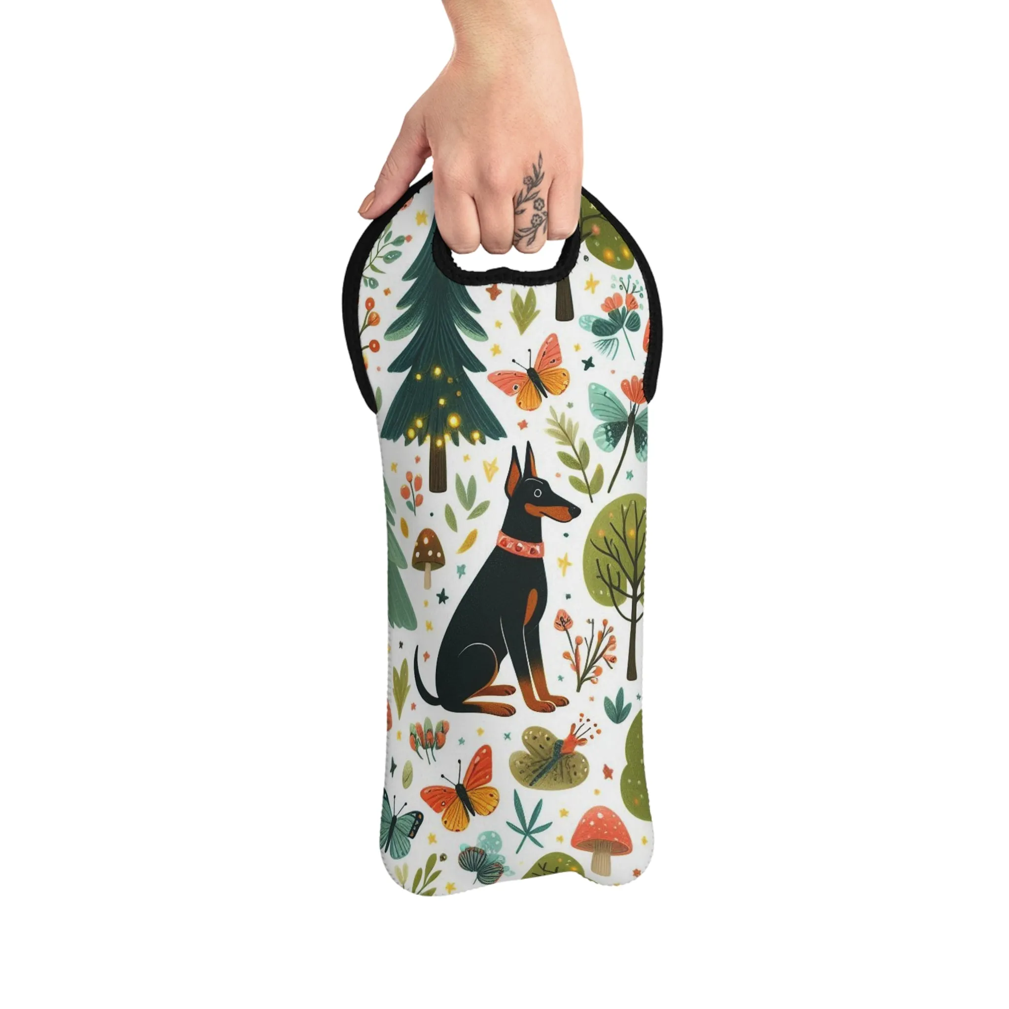 Doberman Woodland Scene - Wine Tote Bag