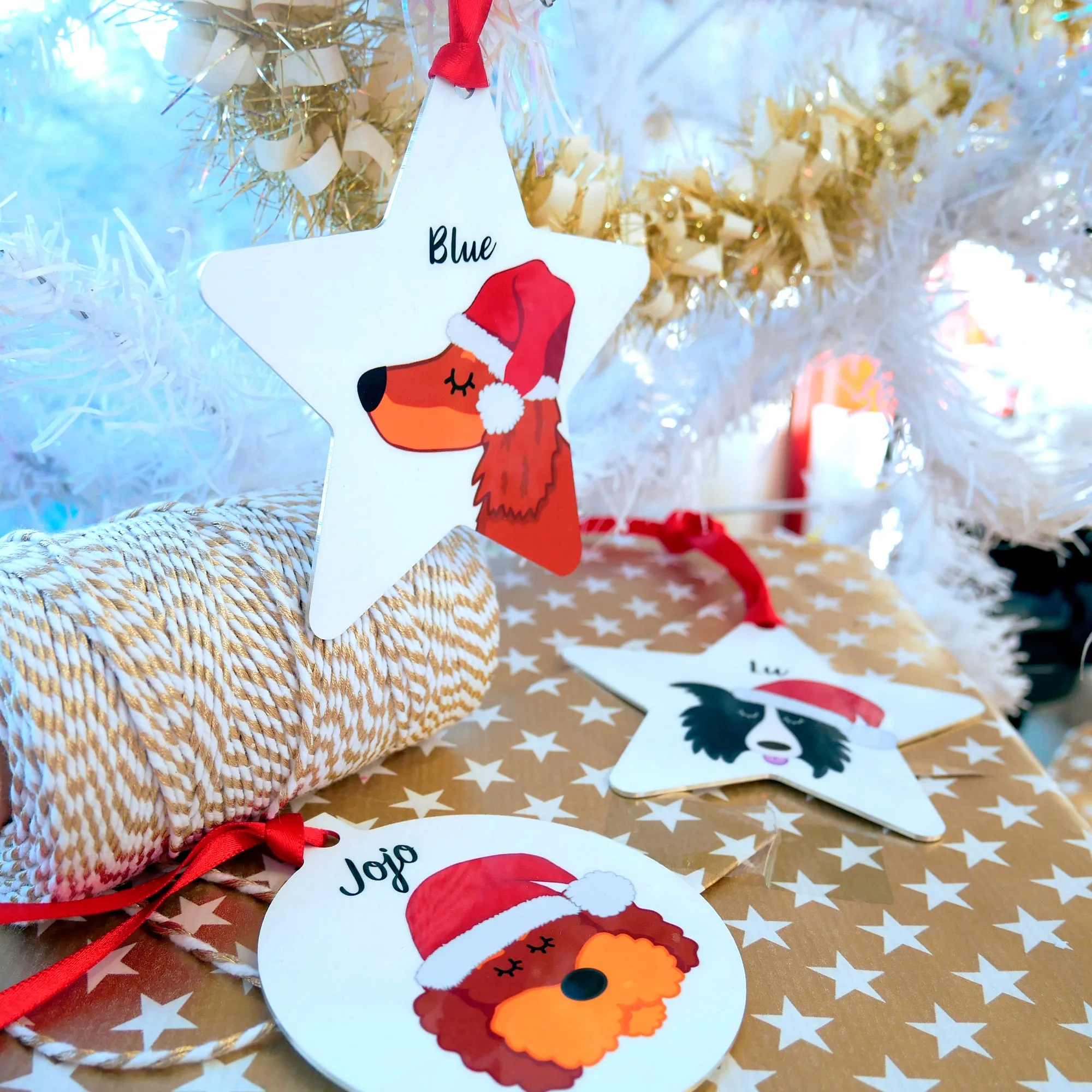 Dog Christmas Decoration - Personalised Santa Dog