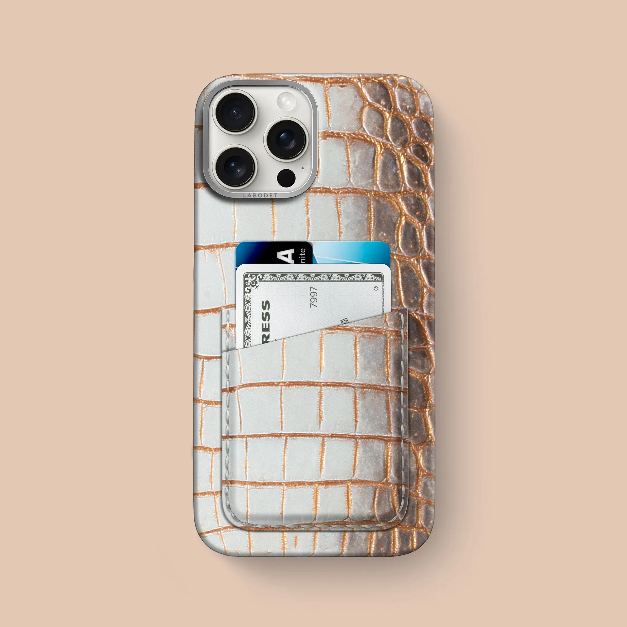 Double Card Case 1/1 Aztec For iPhone 16 Pro Max In Himalayan Crocodile