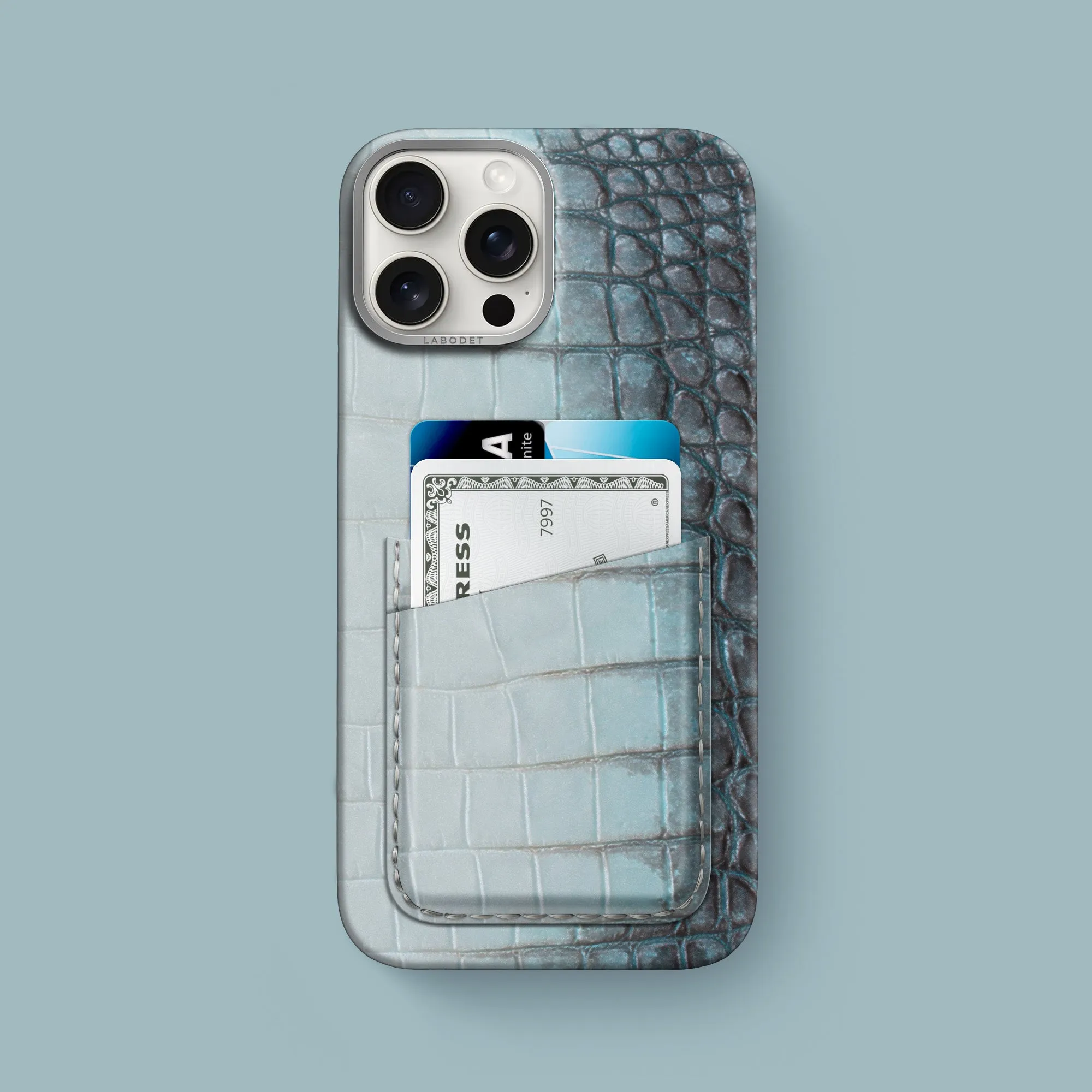 Double Card Case 1/1 Lagoon For iPhone 16 Pro Max In Himalayan Crocodile