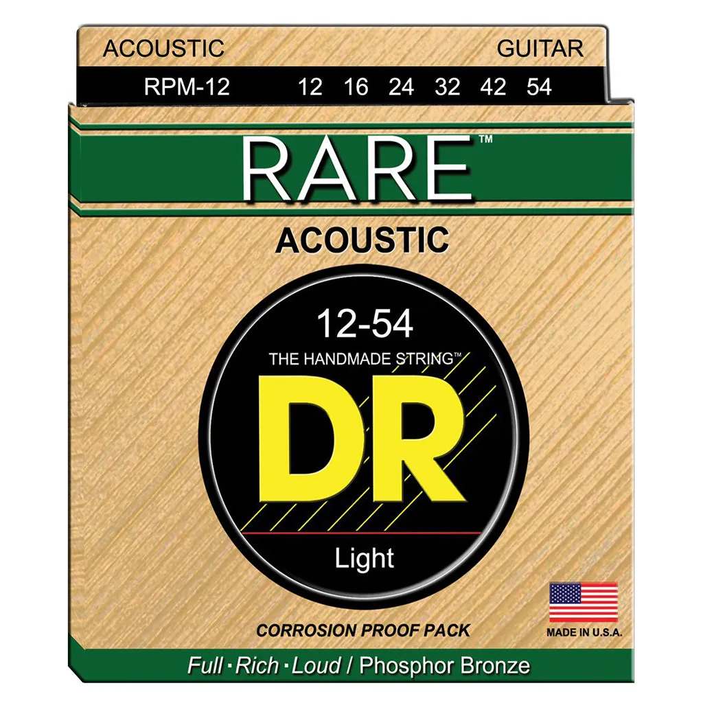 DR RPM-12 - Rare Phosphor Bronze 12-54 Acoustic Guitar Strings