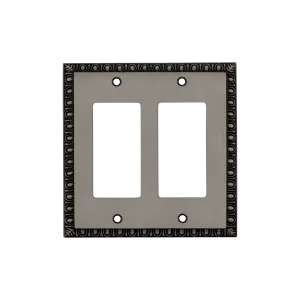 Egg & Dart Switch Plate with Double Rocker in Antique Pewter