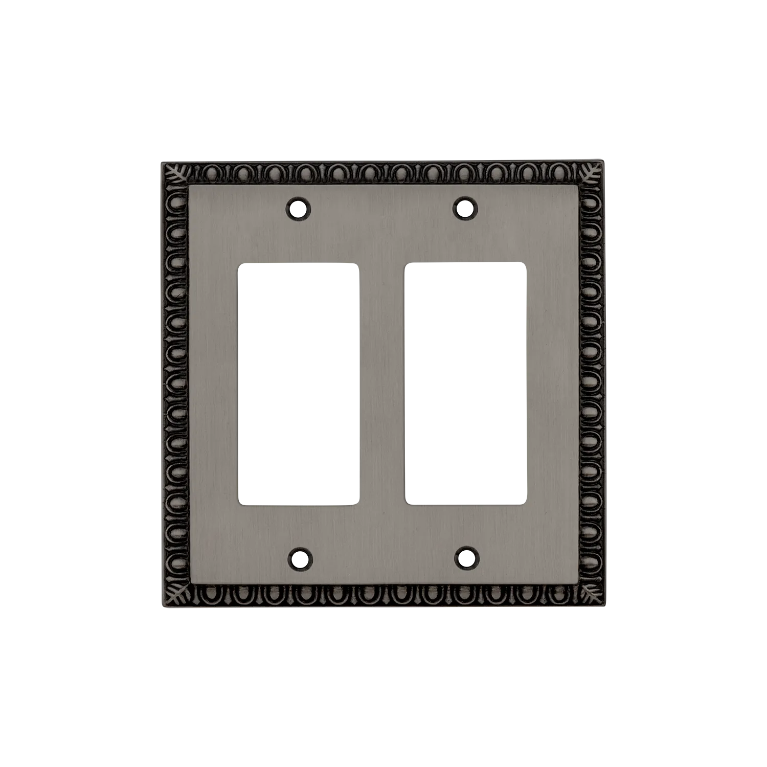 Egg & Dart Switch Plate with Double Rocker in Antique Pewter