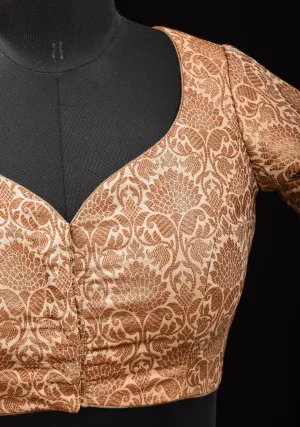 Elegant Banarasi Antique With Floral Gold Brocade Blouse