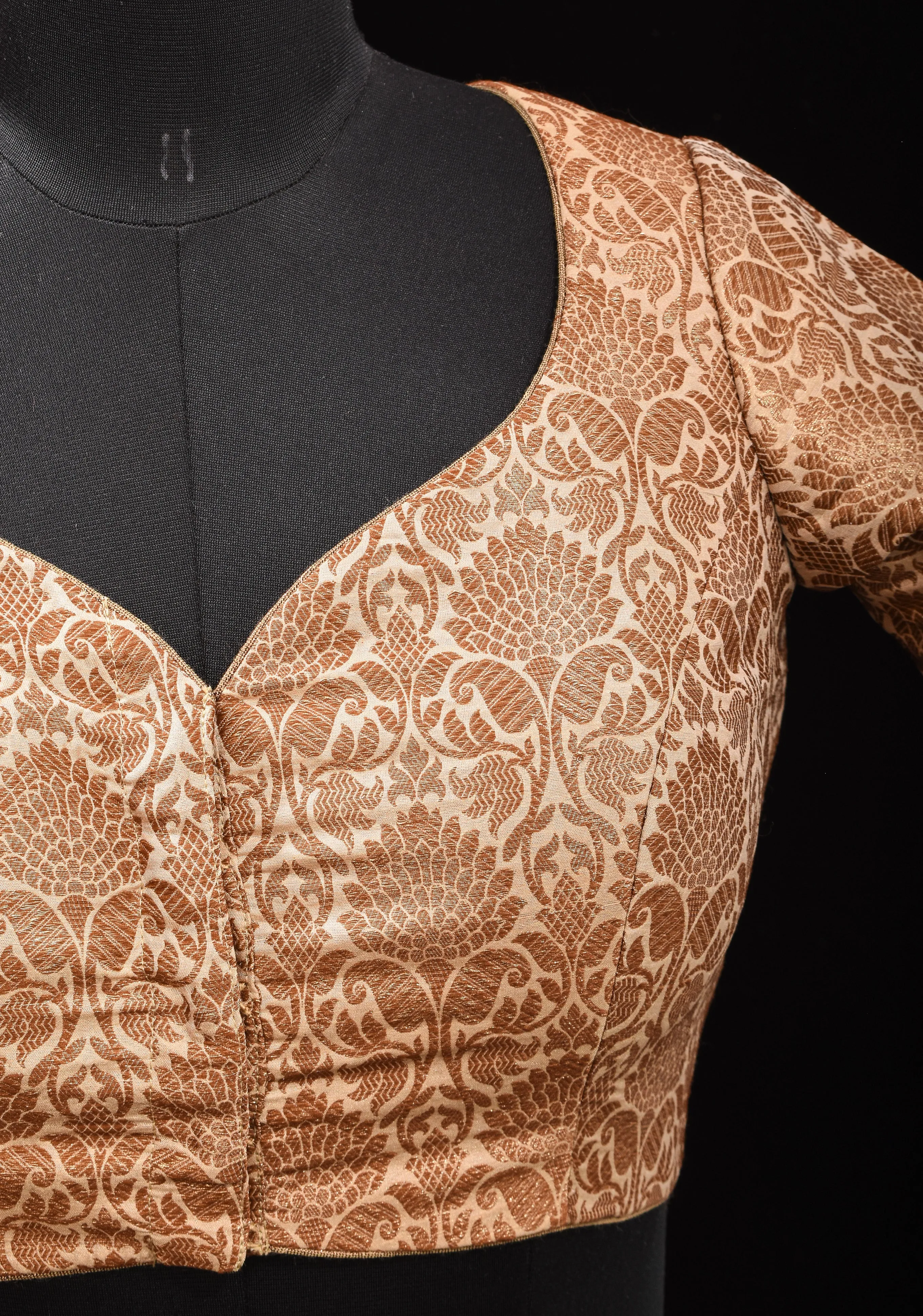 Elegant Banarasi Antique With Floral Gold Brocade Blouse
