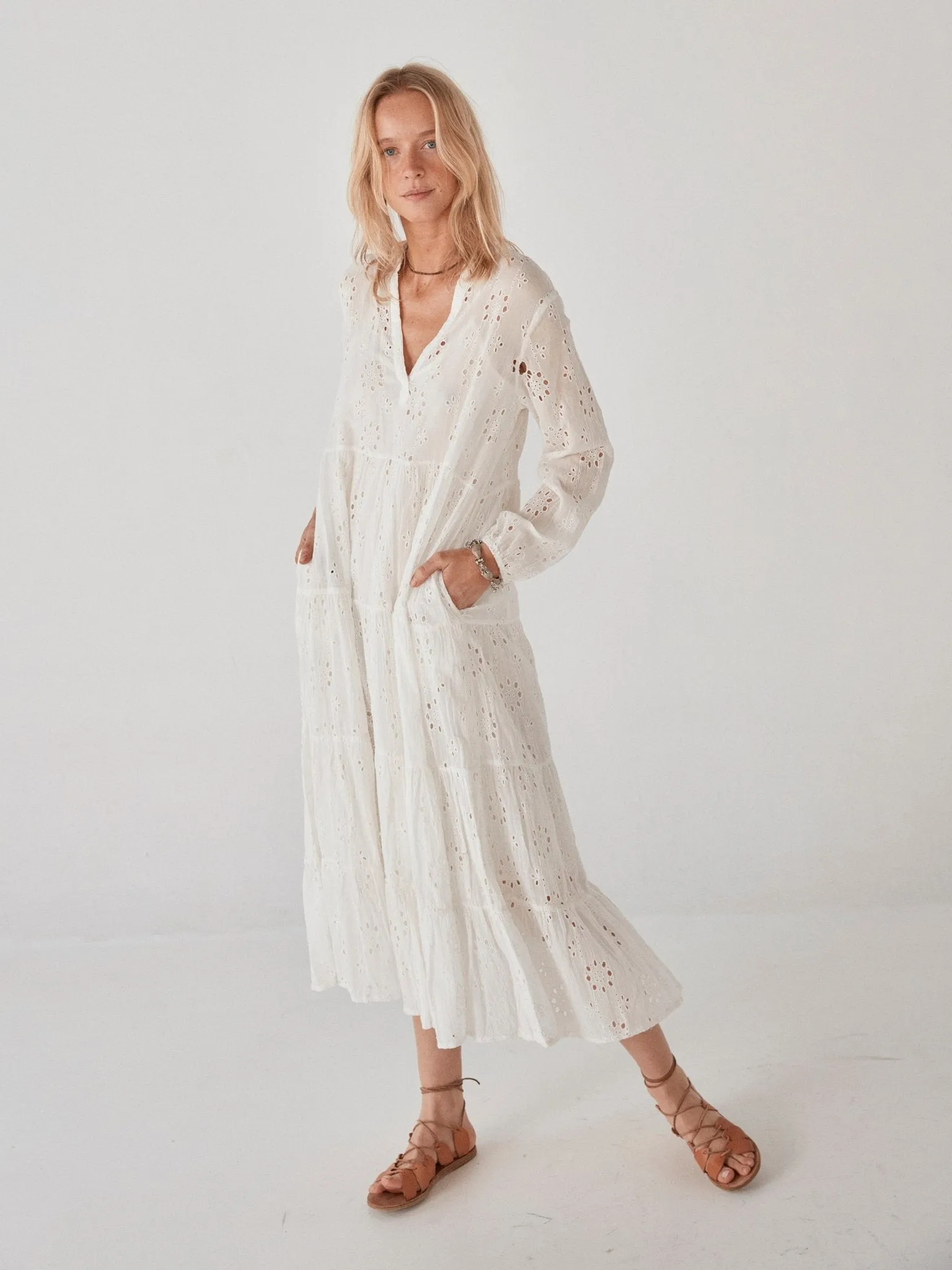 Elodie Dress - Pearl Schiffli