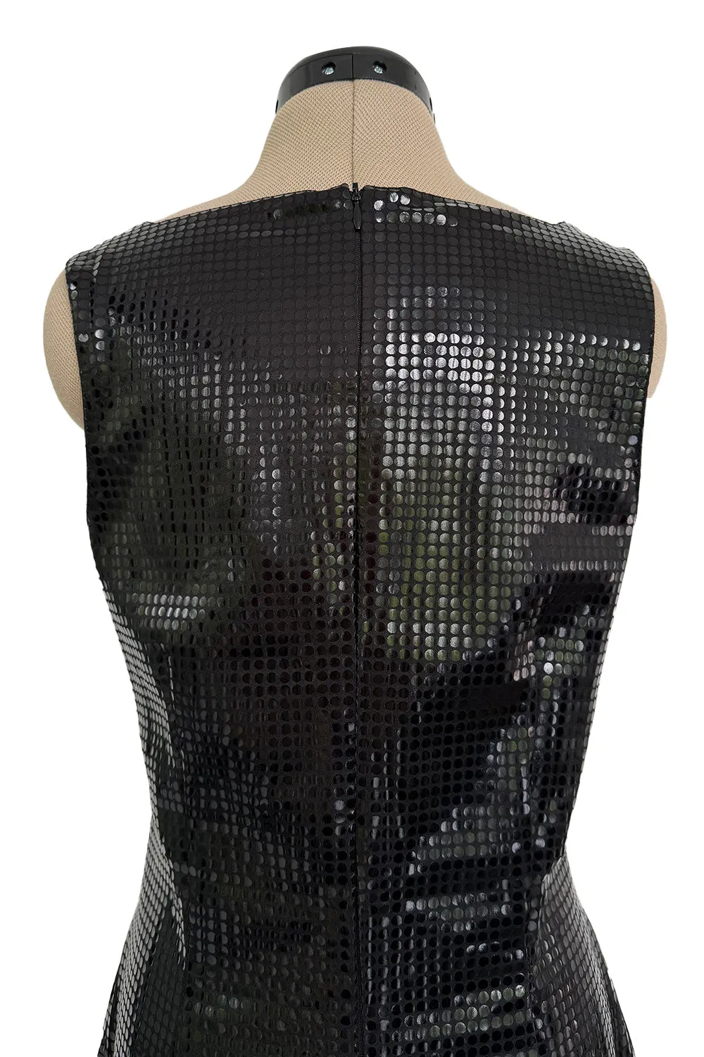 Fantastic Spring 1997 Versace Versus Black Iridescent 'Holographic' Dress as Seen on Fran Drescher