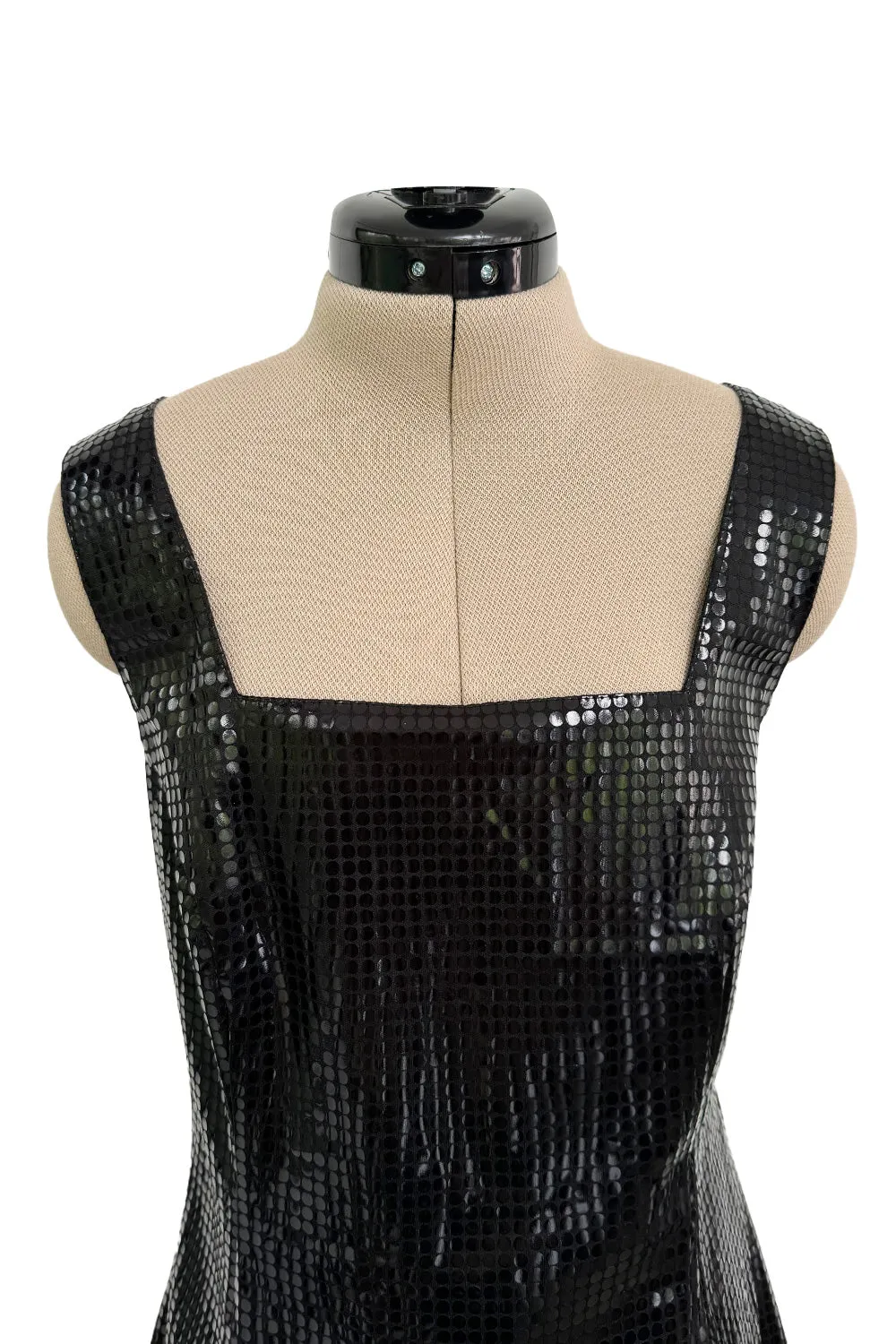 Fantastic Spring 1997 Versace Versus Black Iridescent 'Holographic' Dress as Seen on Fran Drescher