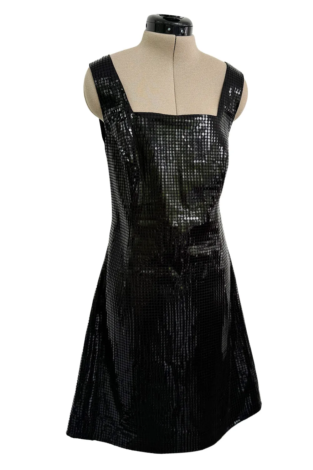 Fantastic Spring 1997 Versace Versus Black Iridescent 'Holographic' Dress as Seen on Fran Drescher