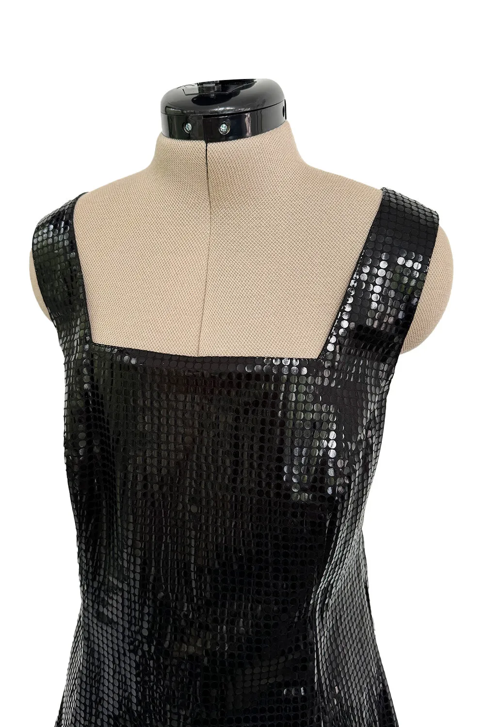 Fantastic Spring 1997 Versace Versus Black Iridescent 'Holographic' Dress as Seen on Fran Drescher