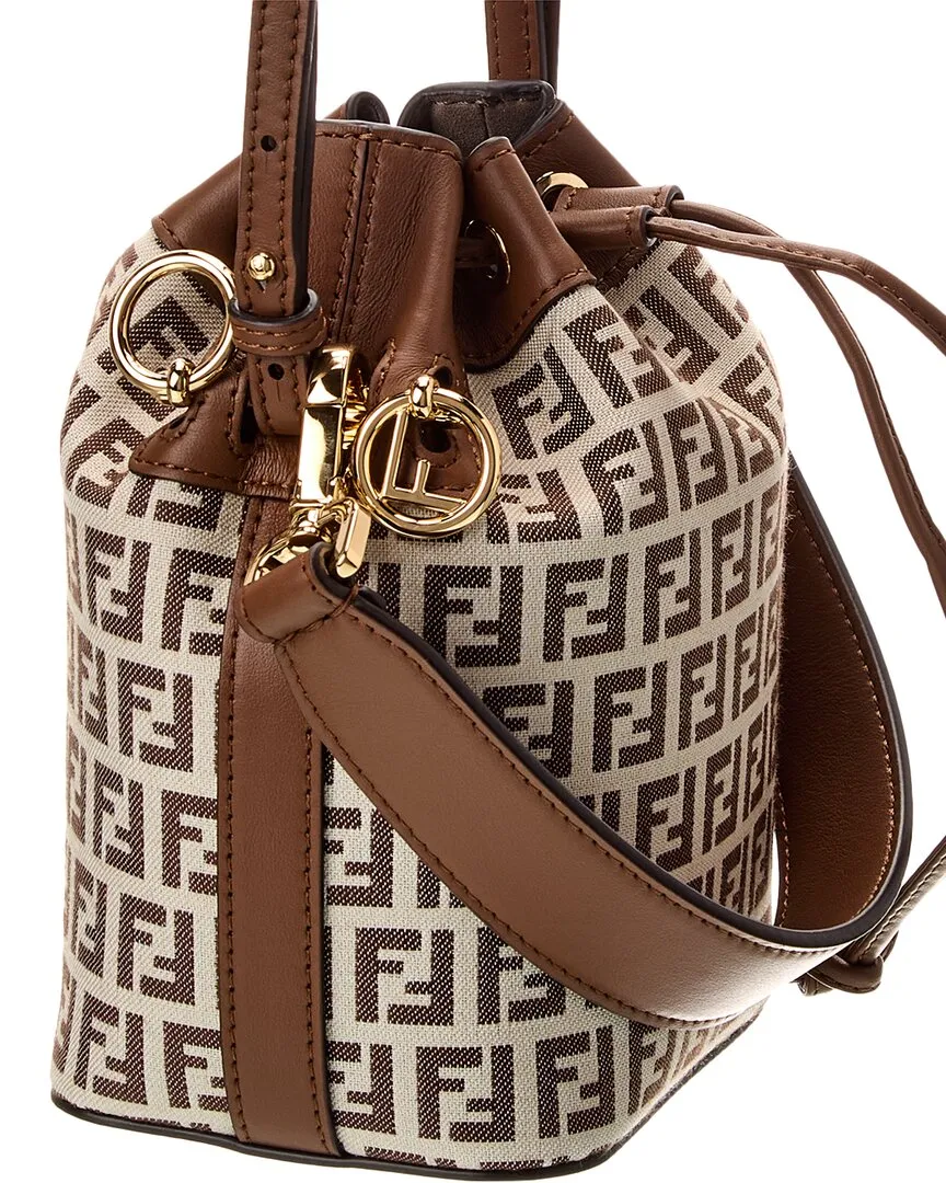 FENDI Mon Tresor Mini FF Jacquard & Leather Bucket Bag
