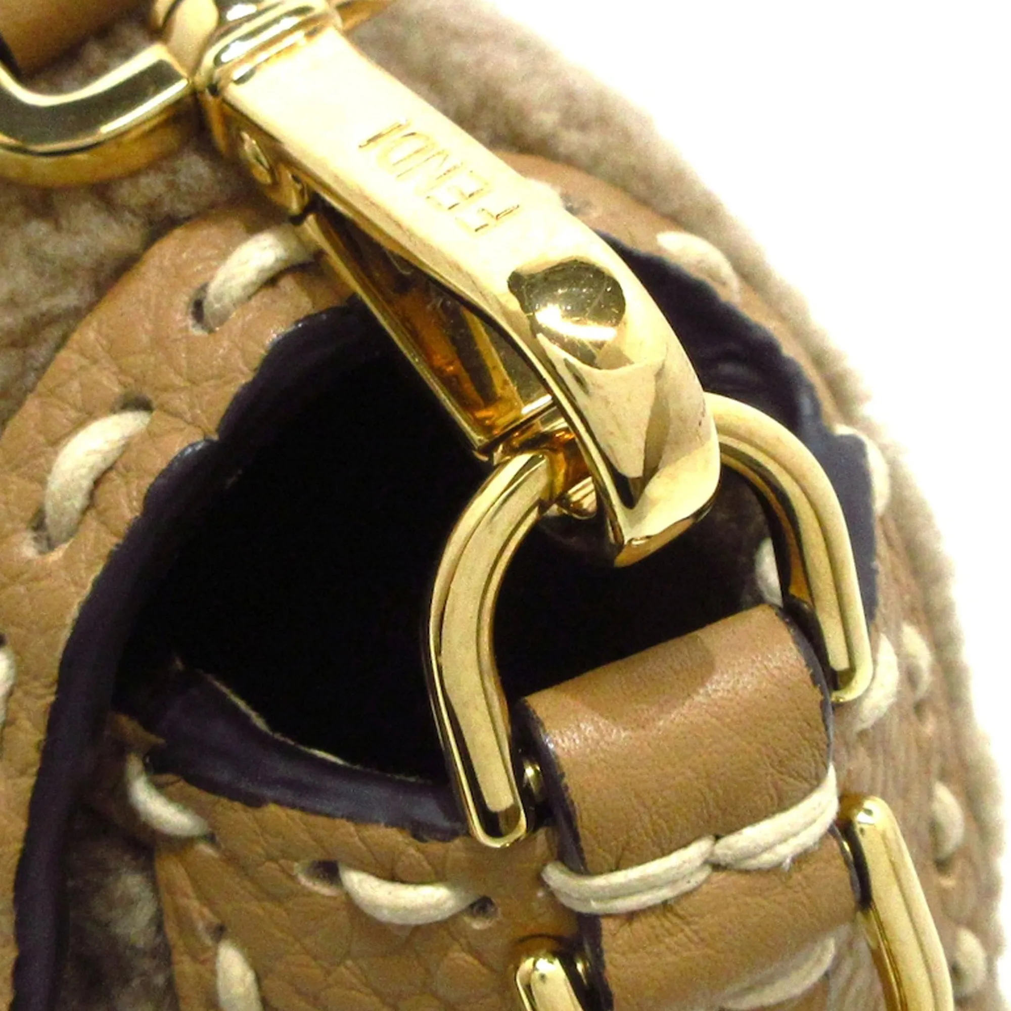 FENDI Shearling Selleria Baguette