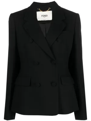 FENDI Wool Double-Breasted Blazer Jacket for Women