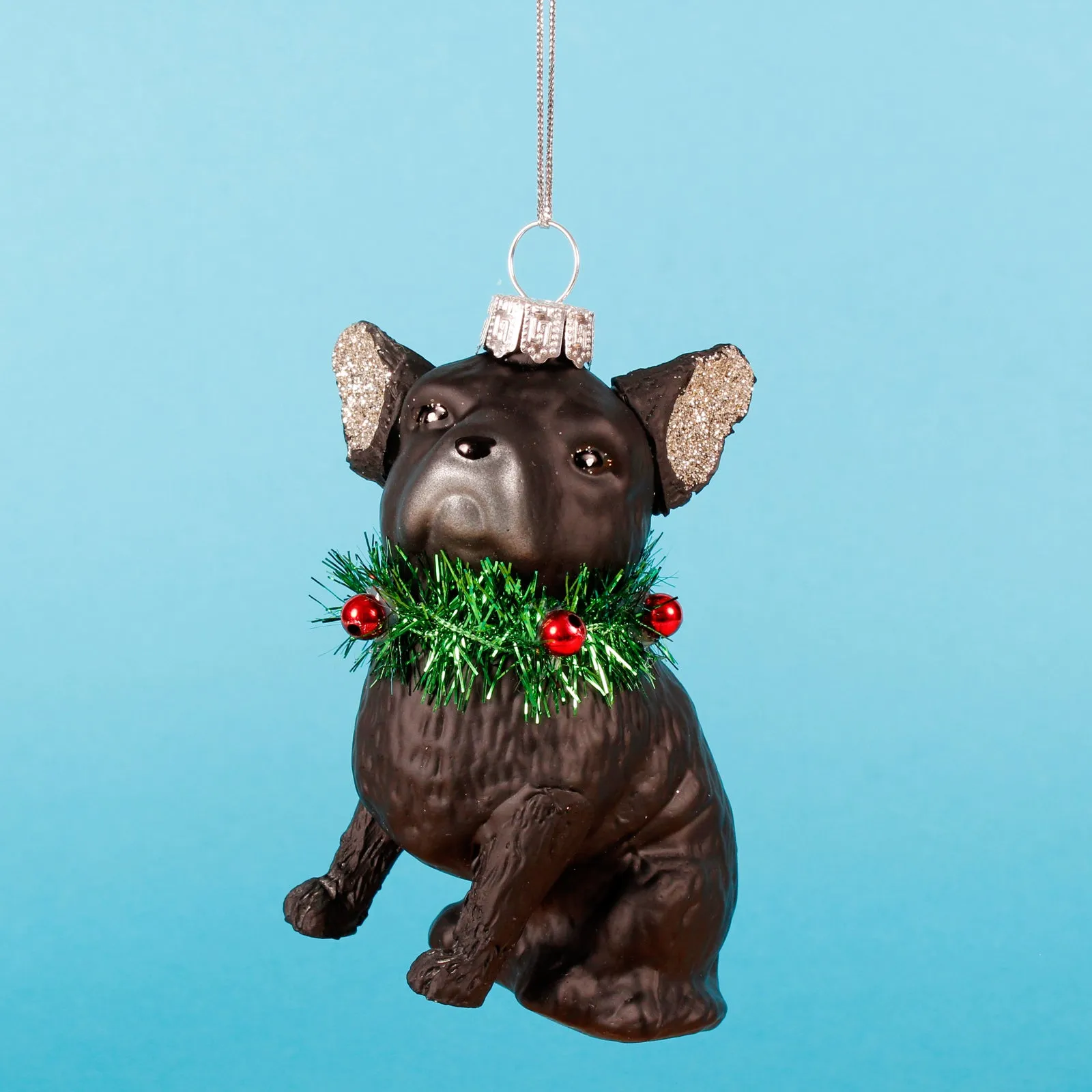 Festive French Bulldog Shaped Bauble