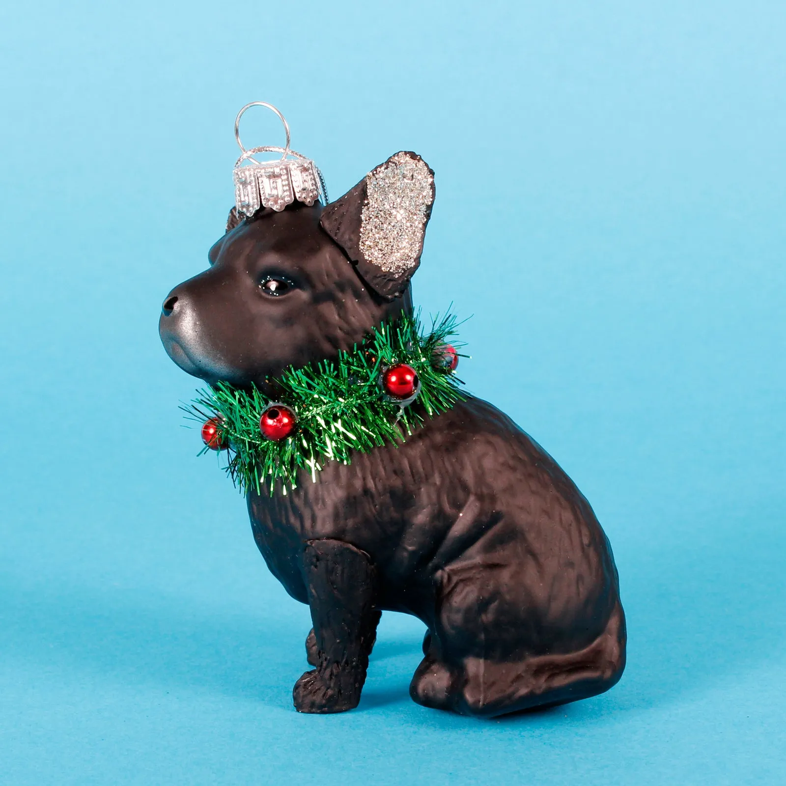 Festive French Bulldog Shaped Bauble