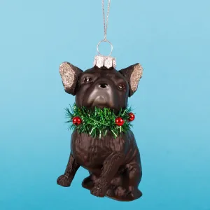 Festive French Bulldog Shaped Bauble