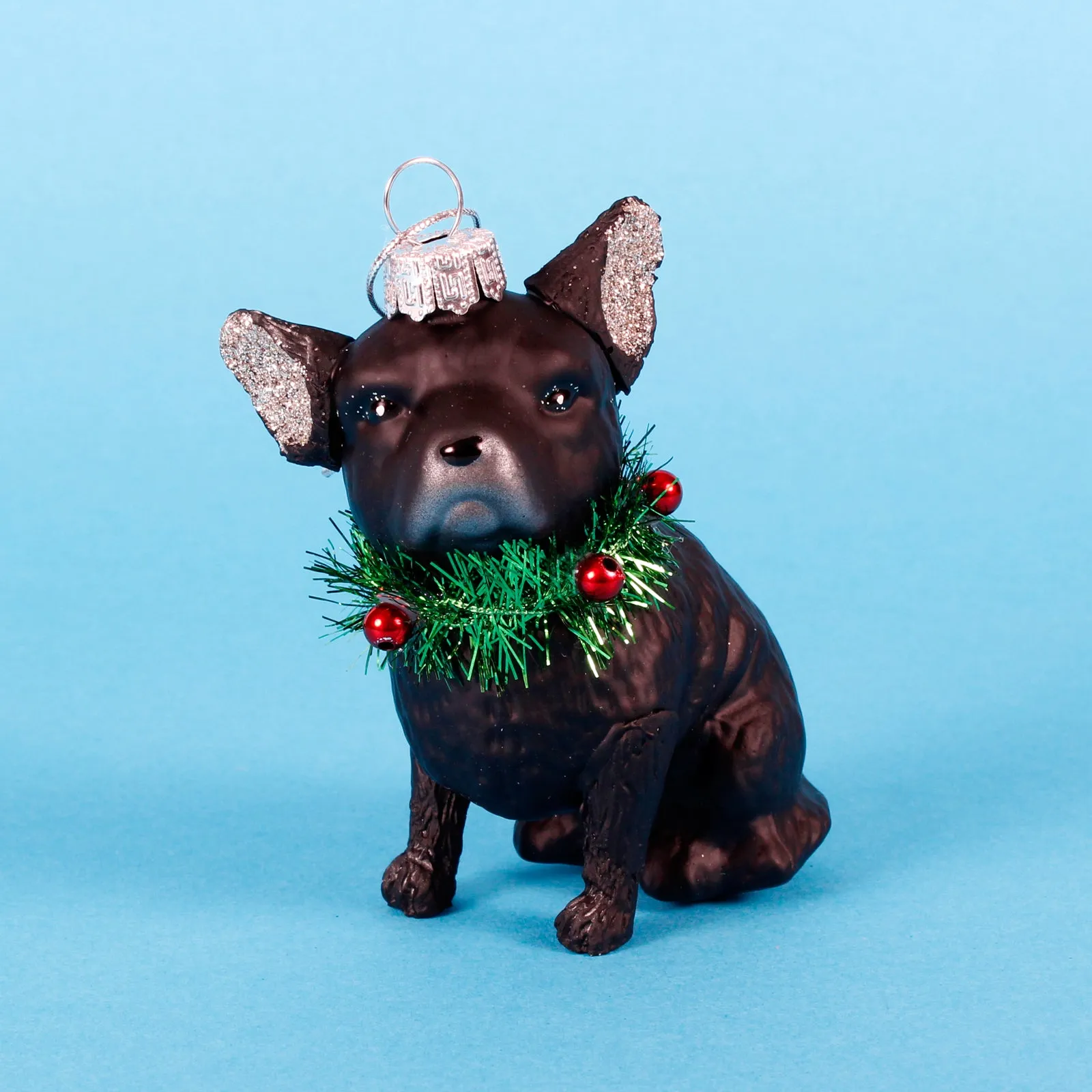 Festive French Bulldog Shaped Bauble