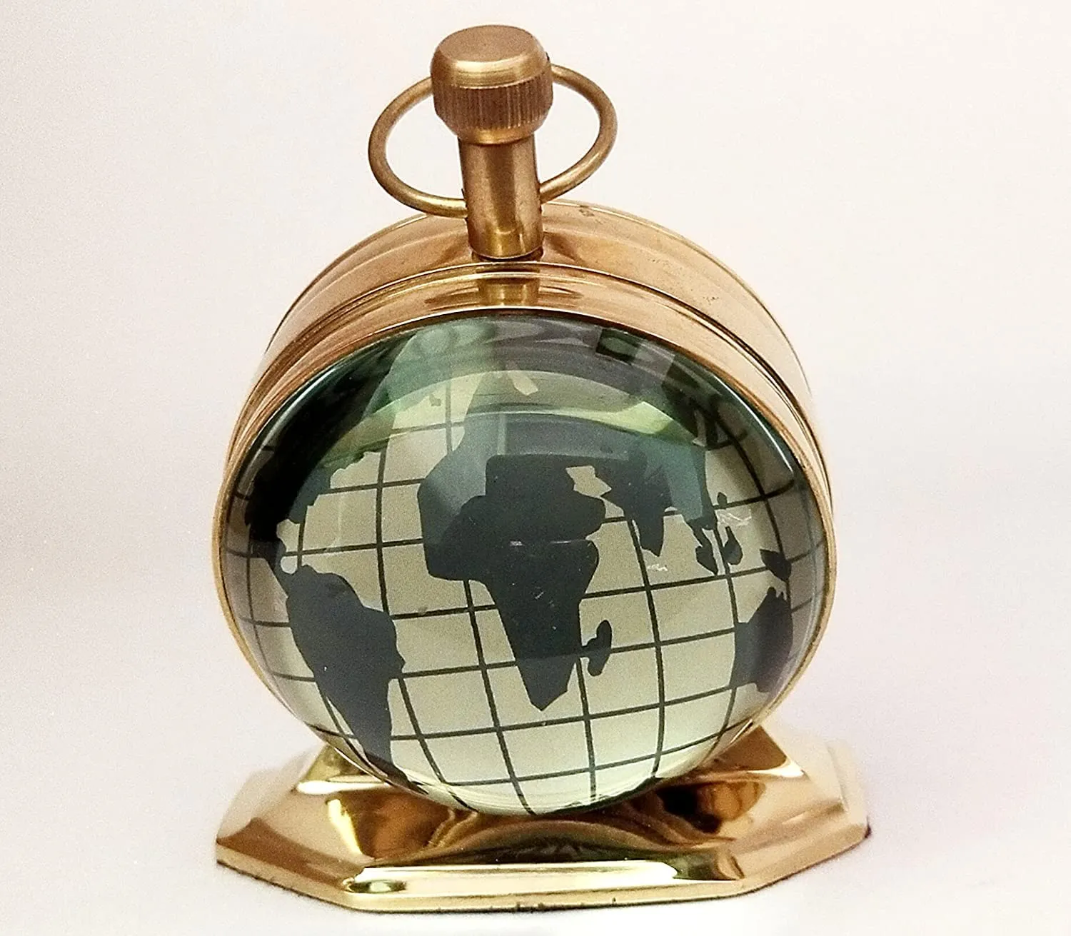 FH FamousHub| Handmade Brass 2 Inch Dial Size Antique Look Table Clock, Raised Up Dial 4 Inch Clock.