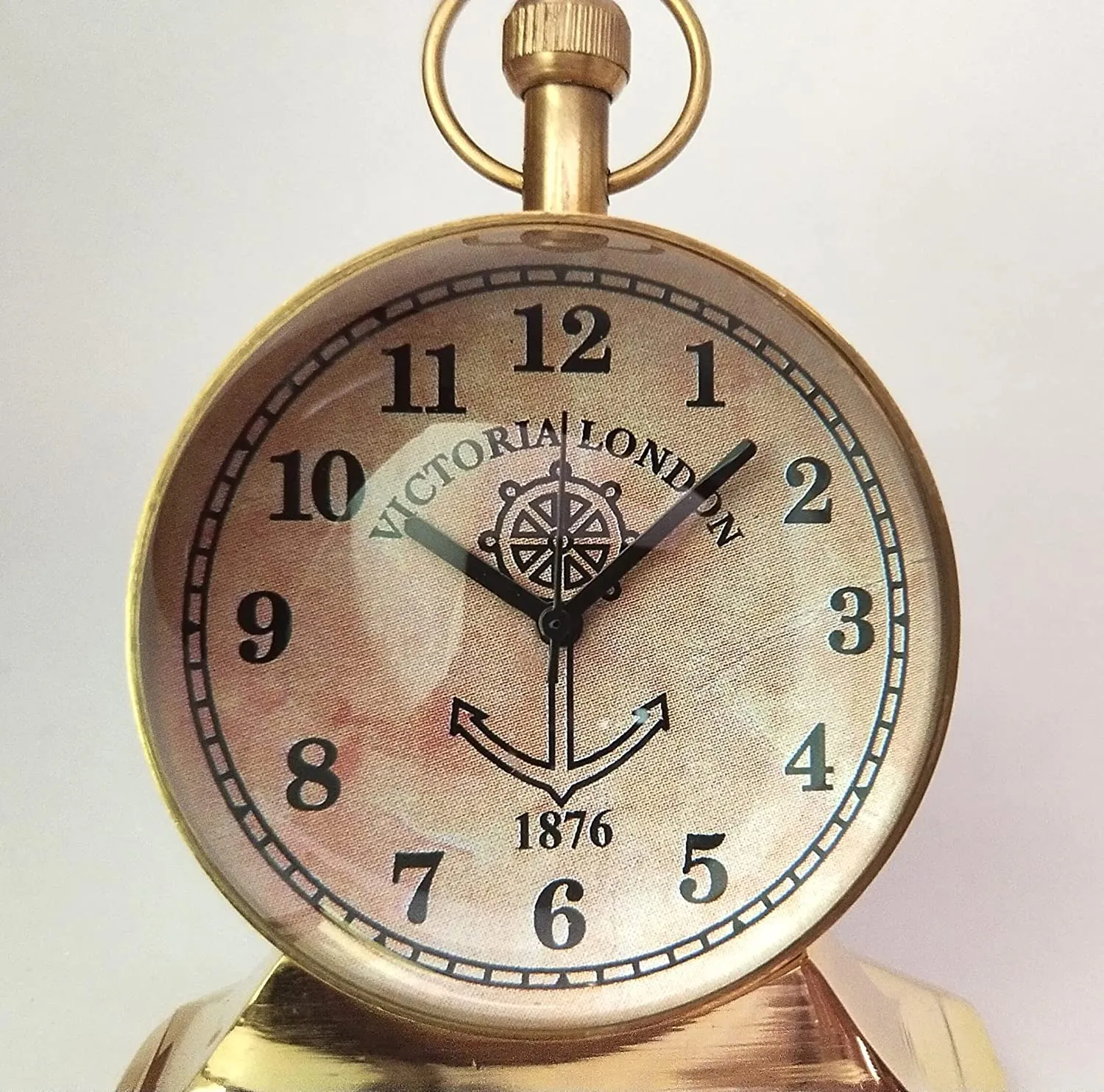 FH FamousHub| Handmade Brass 2 Inch Dial Size Antique Look Table Clock, Raised Up Dial 4 Inch Clock.