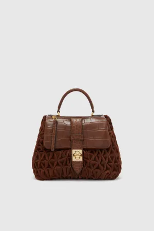Flap bag in suede and calfskin