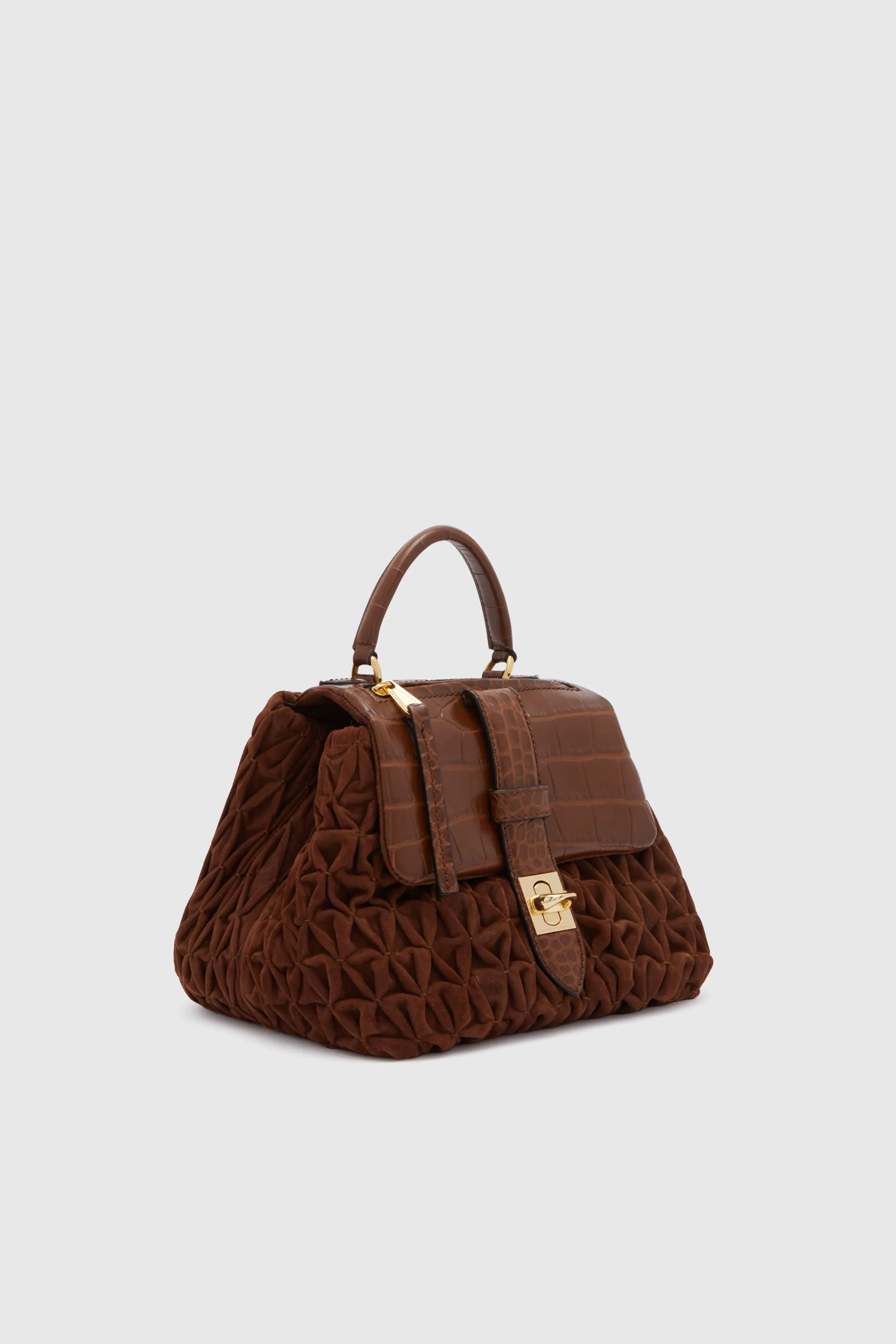 Flap bag in suede and calfskin