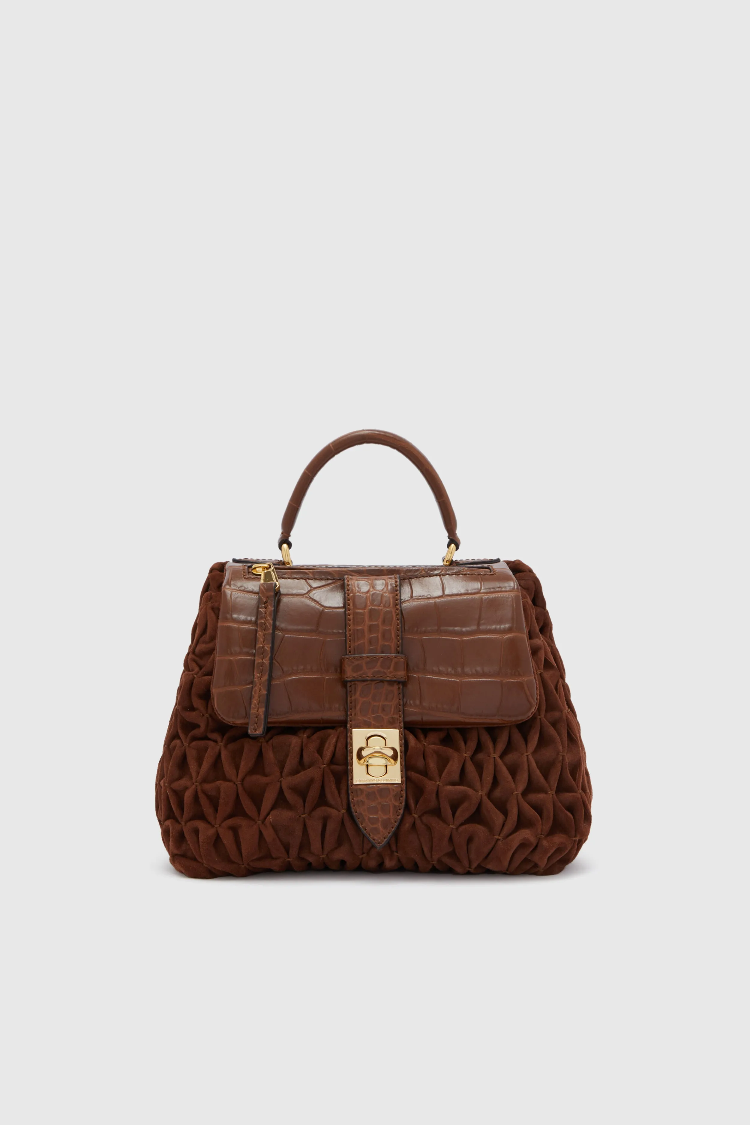 Flap bag in suede and calfskin