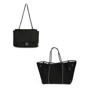 FLAP CROSSBODY   EVERYDAY TOTE - BLACK