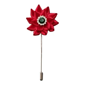Flower Luxurious Lapel Pin Cherry Red