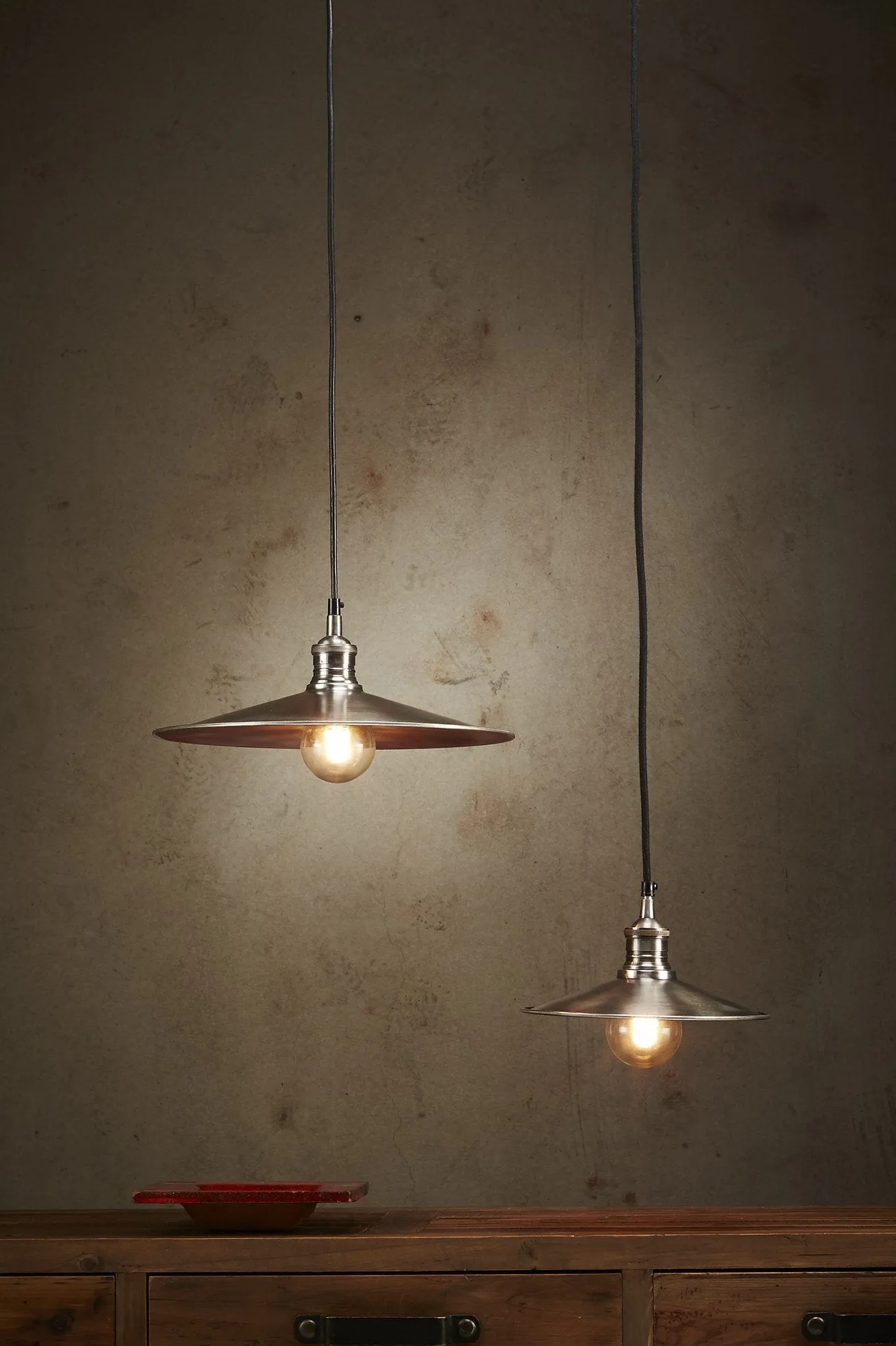 Forbes Small - Antique Silver - Dish Pendant Light