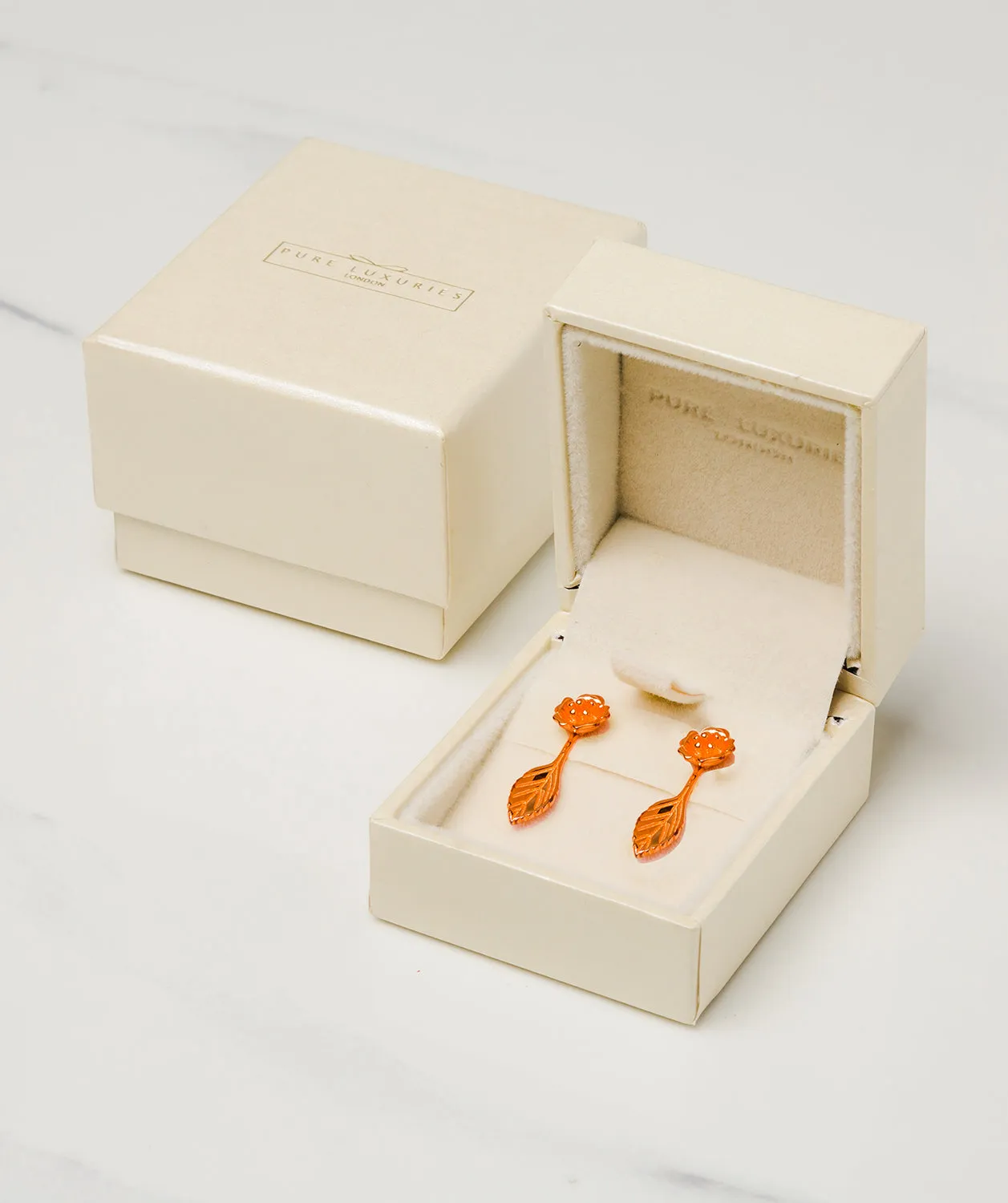 Gift Packaged 'Blossom' 18ct Rose Gold Plated Sterling Silver Flower Drop Earring
