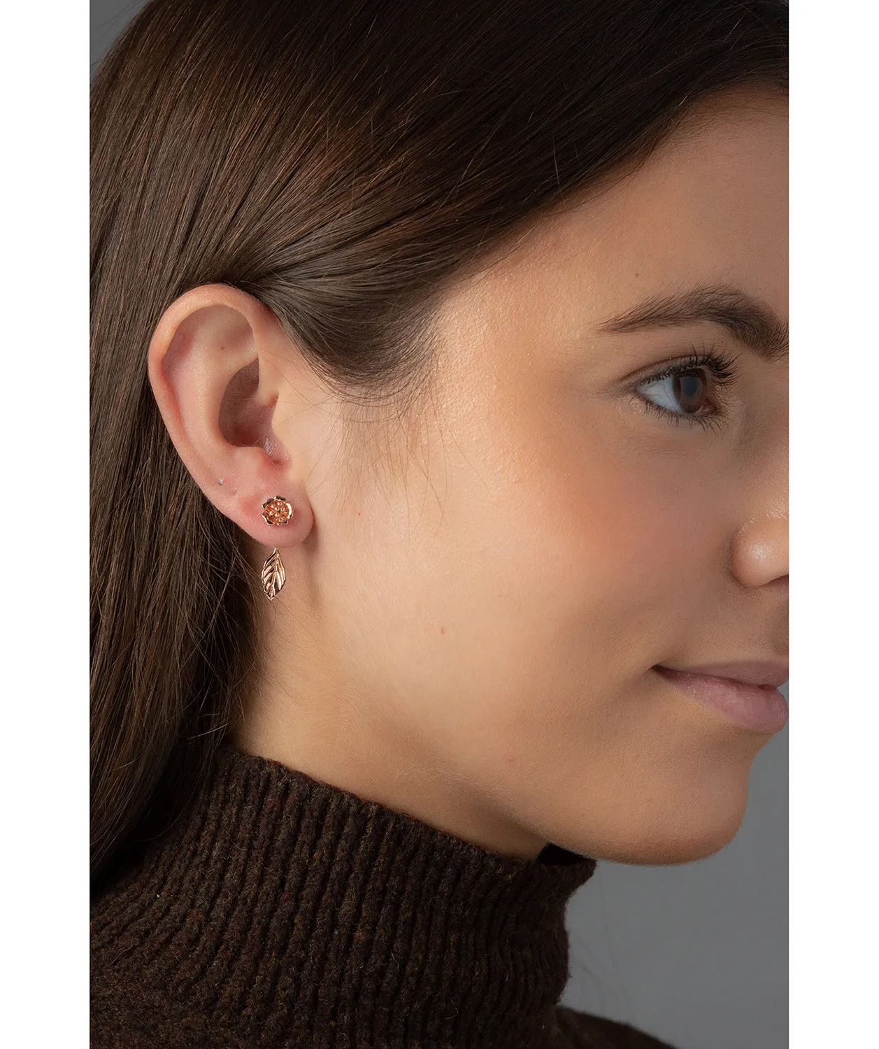 Gift Packaged 'Blossom' 18ct Rose Gold Plated Sterling Silver Flower Drop Earring