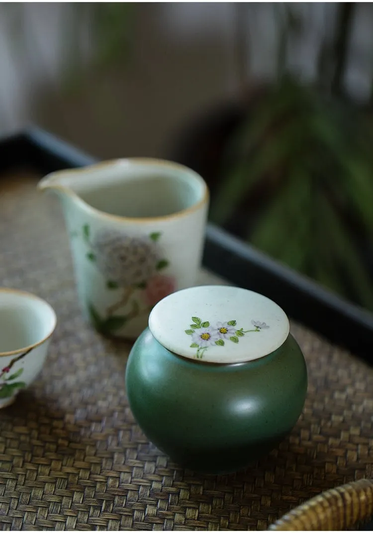 Gohobi Hand-painted Floral Tea Container